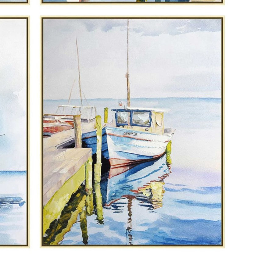 Bright Vibrant 4 Piece Coastal Framed Wall Art
