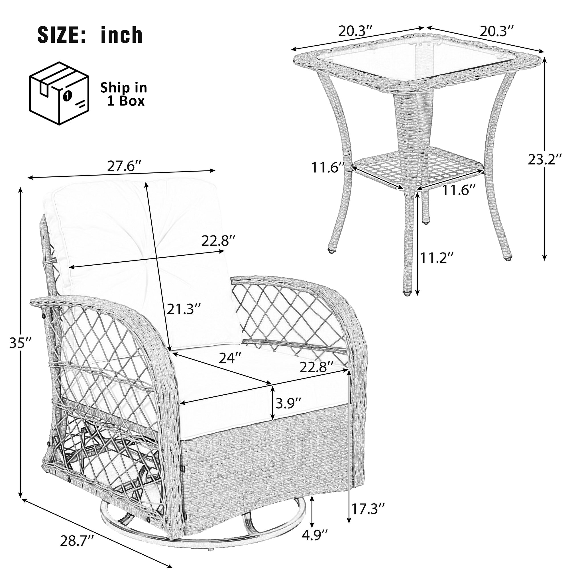 3-Piece Outdoor Chat Set