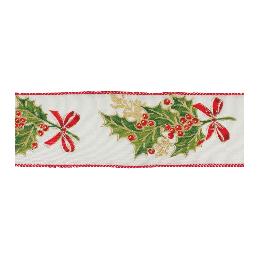 Holly Bouquet Ribbon (Set of 2) 2.5" x 10 Yds