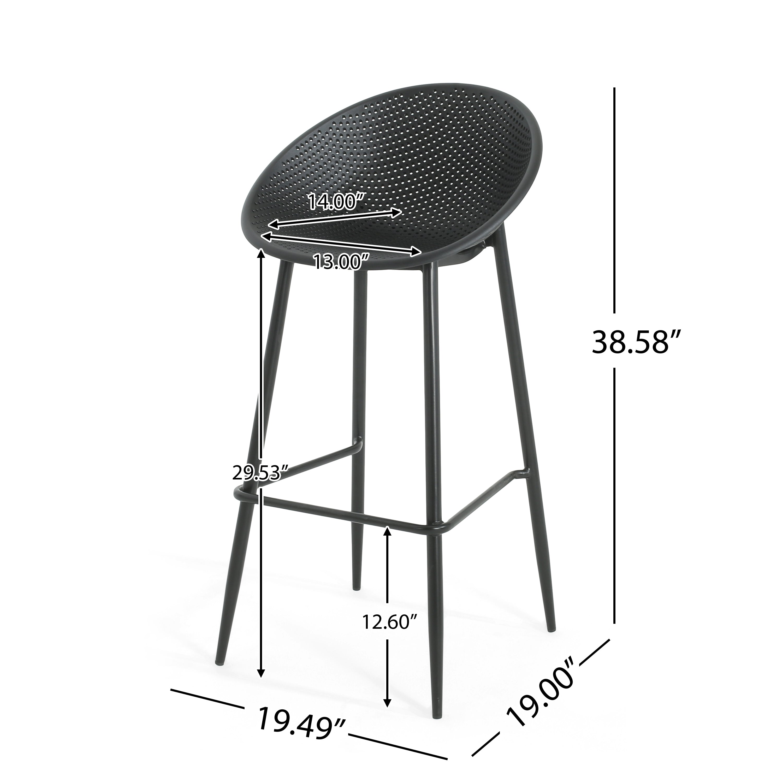 Rhodochrosite Outdoor Bar Stool with Diamond Mesh Pattern and Footrest, Set of 2