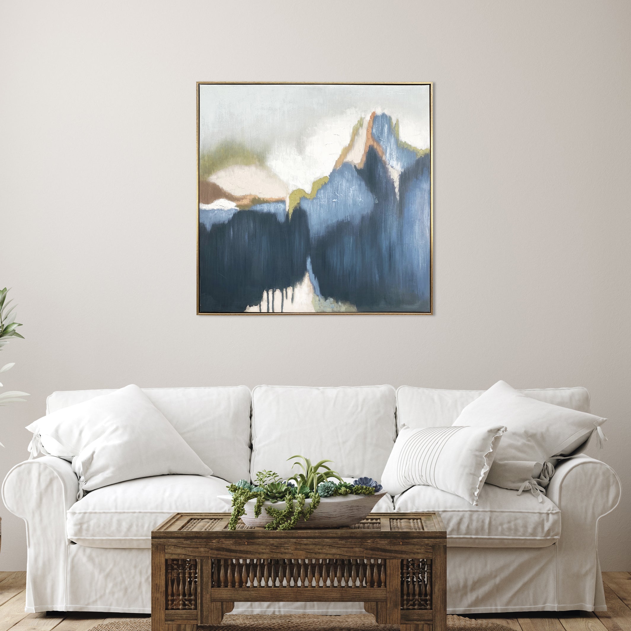 Abstract Vision Hand Painted Floating Framed Canvas Wall Art Print, 30"x30"