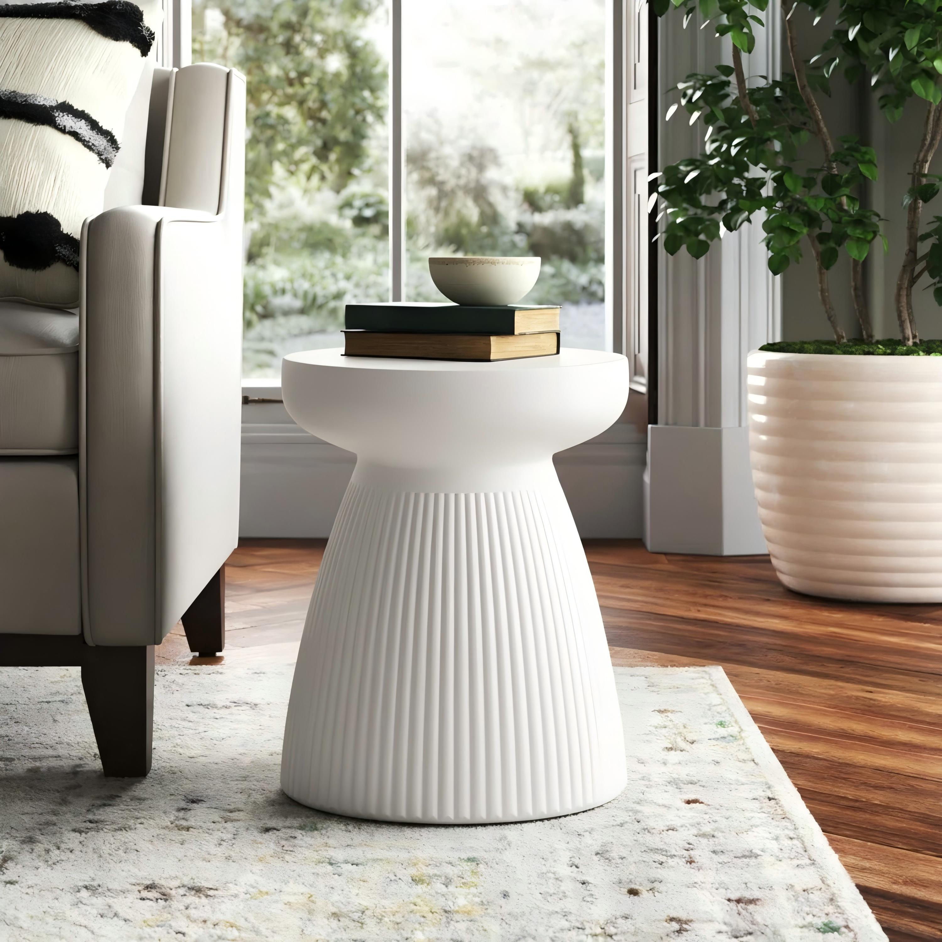 Outdoor Fluted Pedestal Side Table