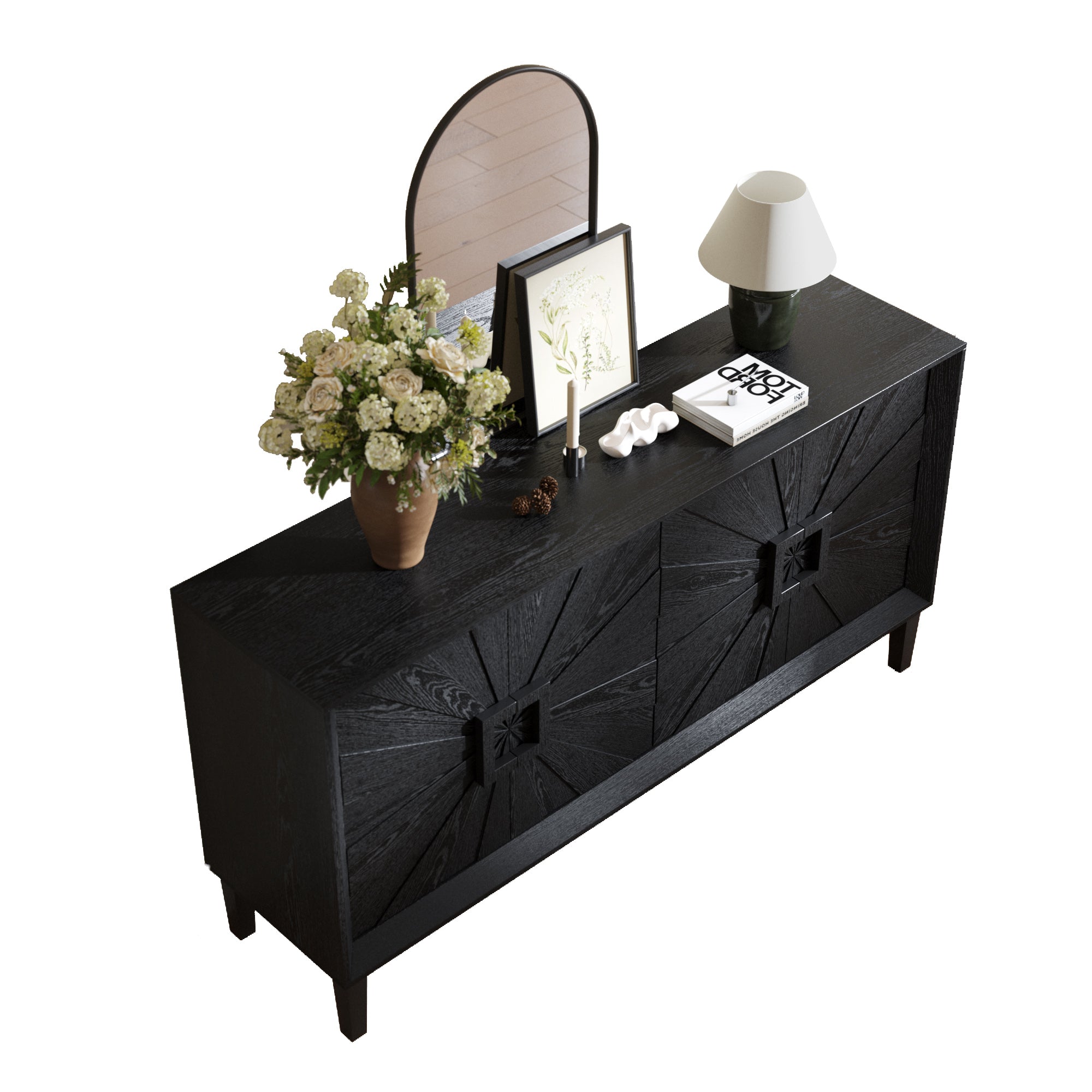 Sunburst Storage Cabinet with Adjustable Shelves