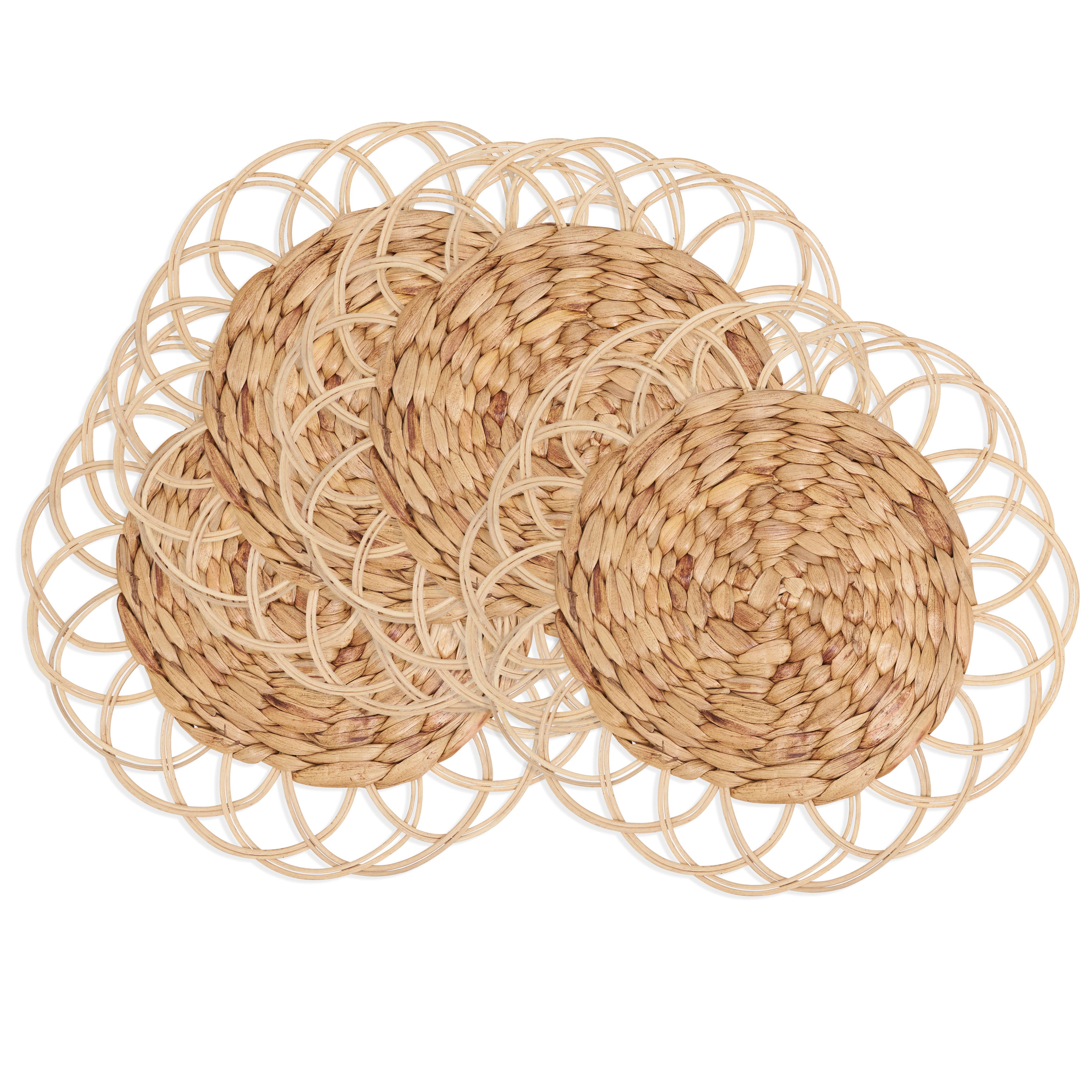 Natural Blend Rattan and Hyacinth Charger, Set of 4