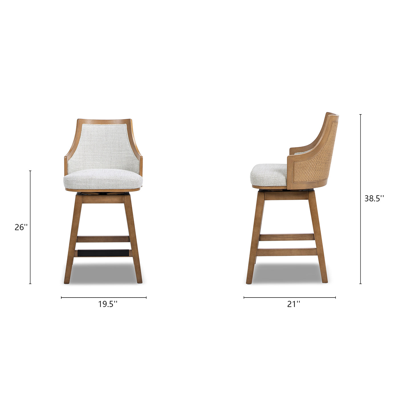 Bahama 26" Cane Rattan High-Back Swivel Counter Stool with Recessed Arms