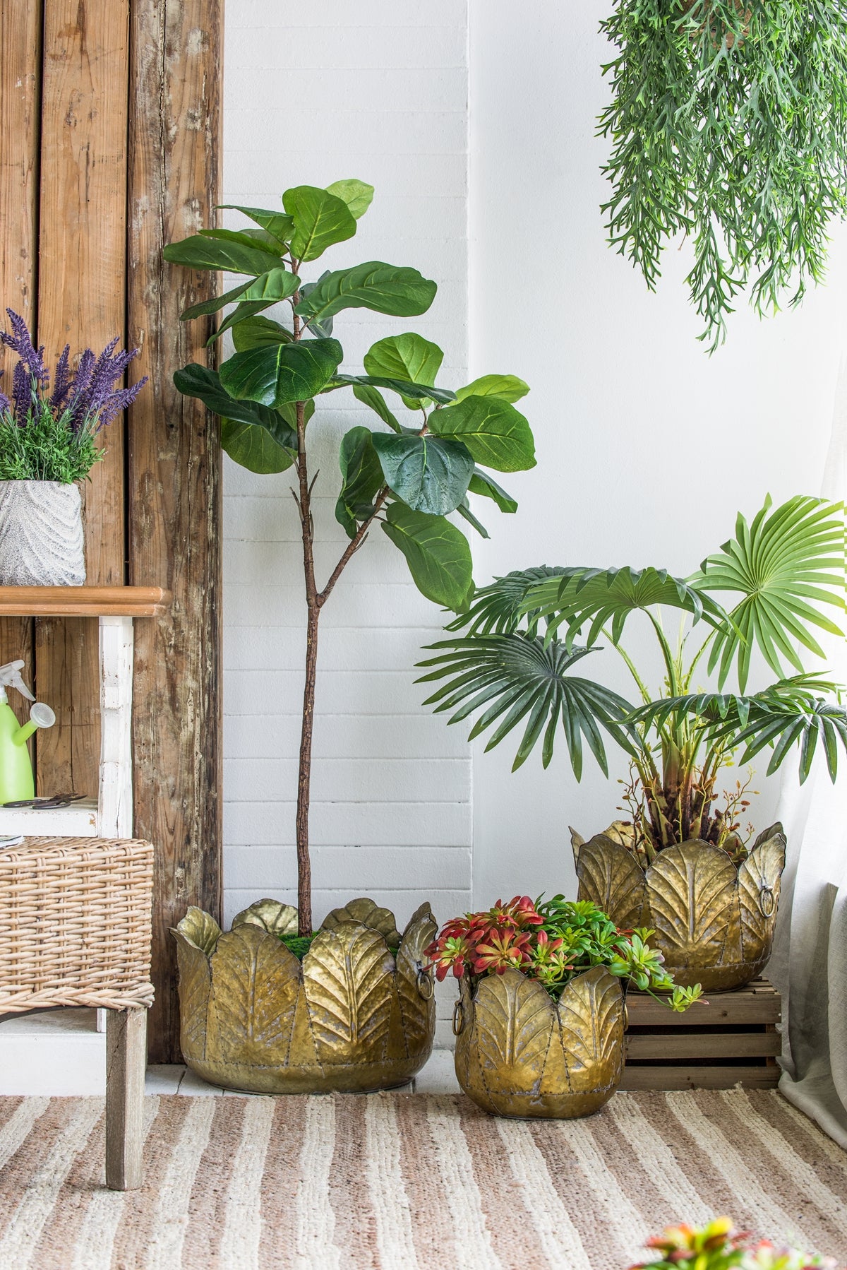 Set of 3 Distressed Metal Planters