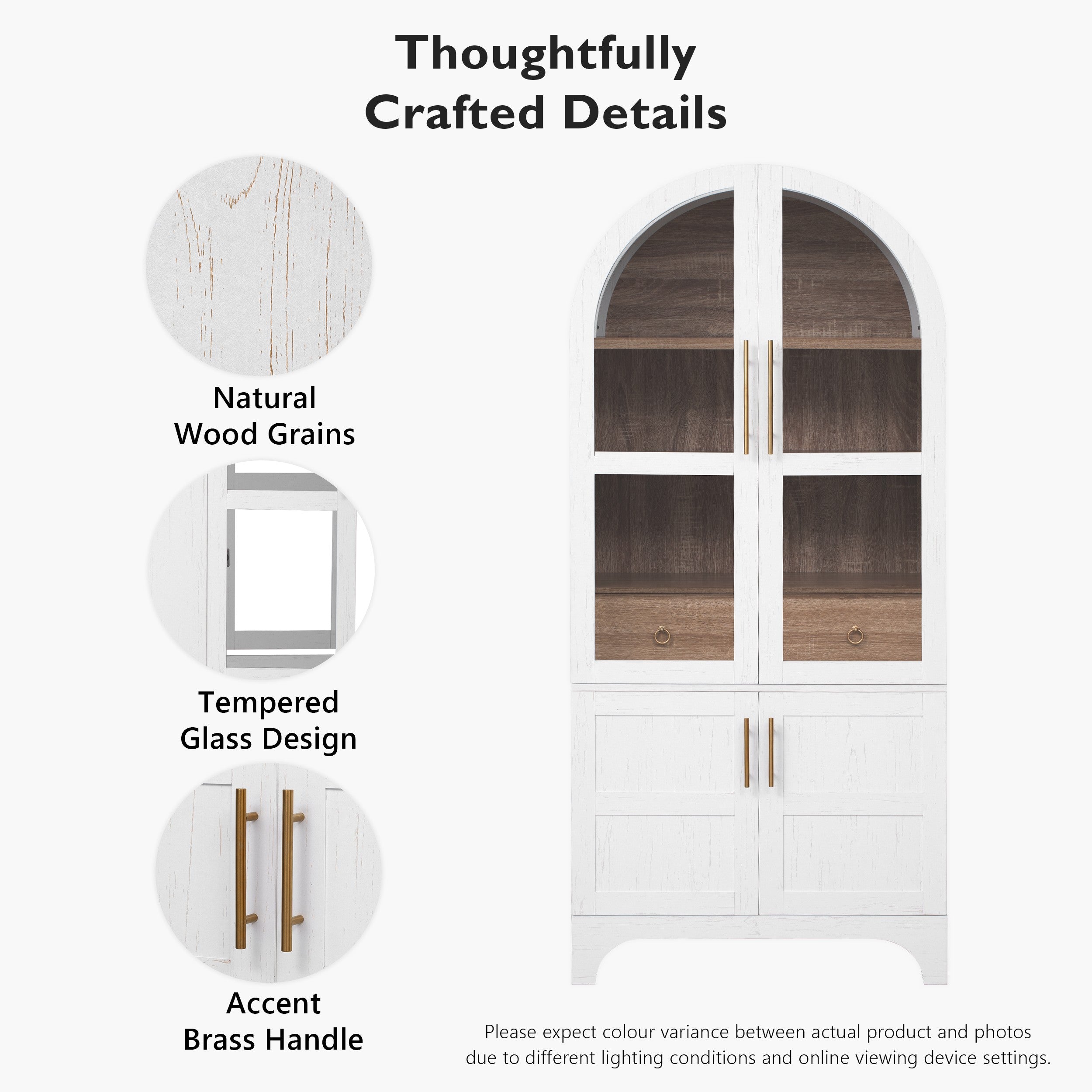 Farmhouse Kitchen Storage Cabinet with Open & Adjustable Shelves
