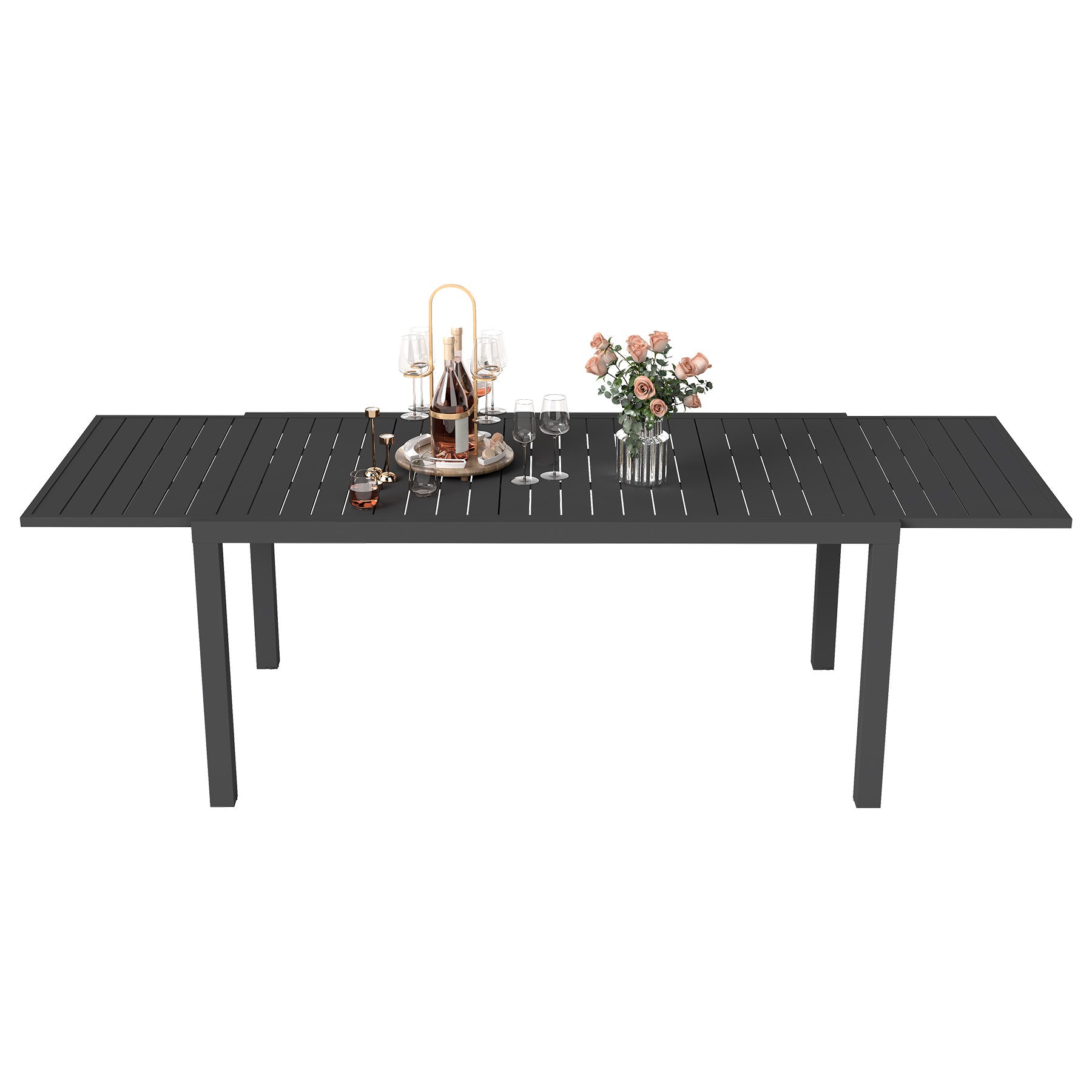 Extendable Aluminum Outdoor Dining Table - 97.2'L