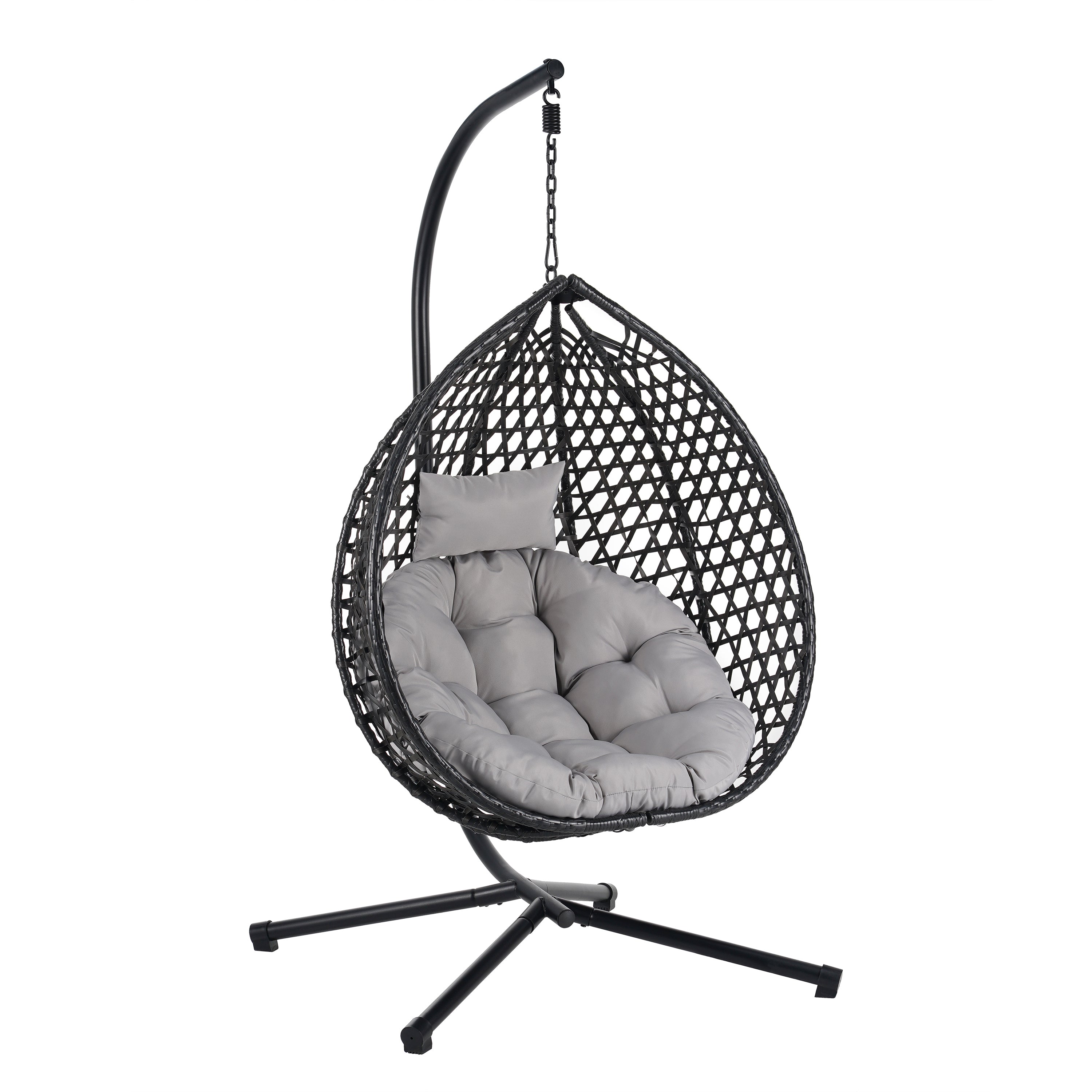 Hanging Swinging Egg Chair with Rattan Weaving, Base Included