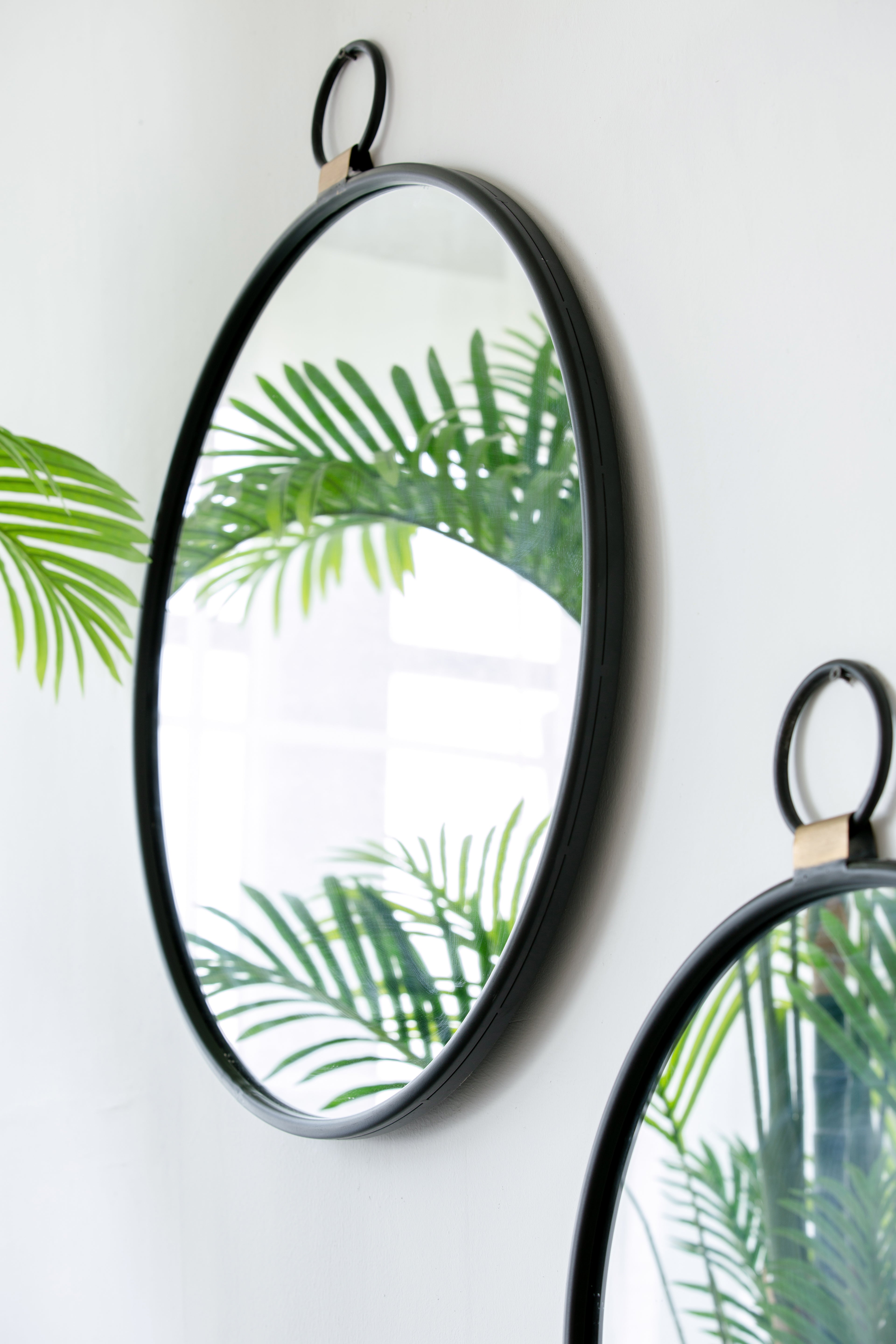 Round Wall Mirror with Stopwatch-Shaped Design