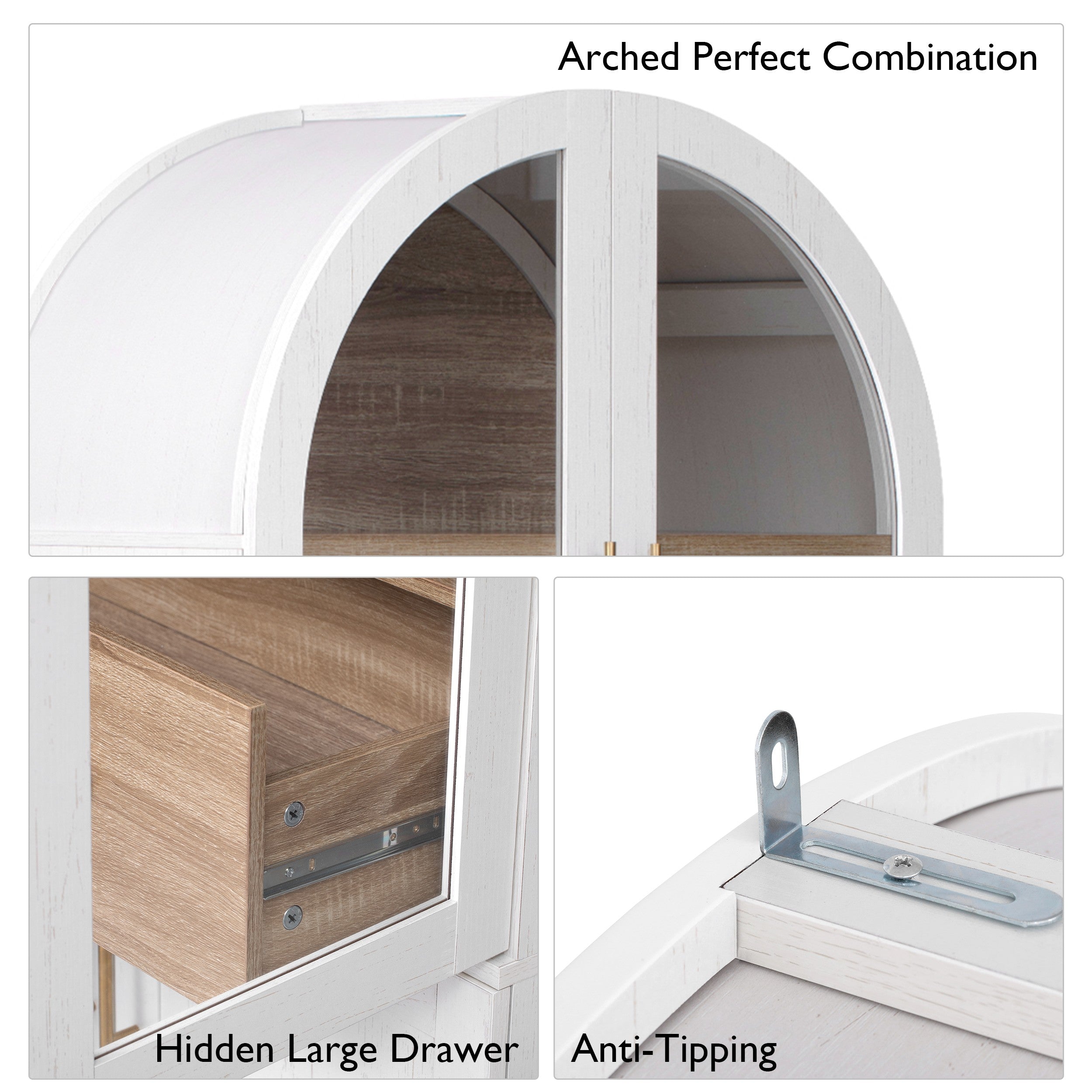 Farmhouse Kitchen Storage Cabinet with Open & Adjustable Shelves