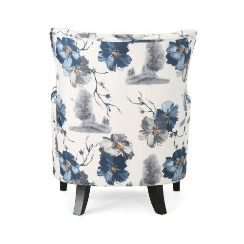Upholstered Club Chair with Patterned and Curved Armrest