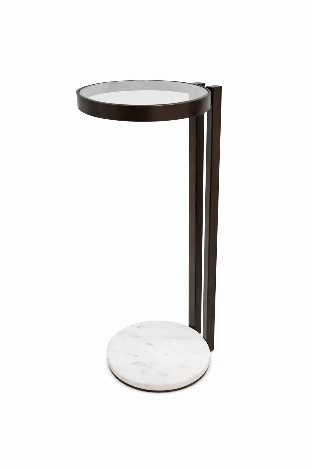 Drink Table with Glass Top and White Marble Base