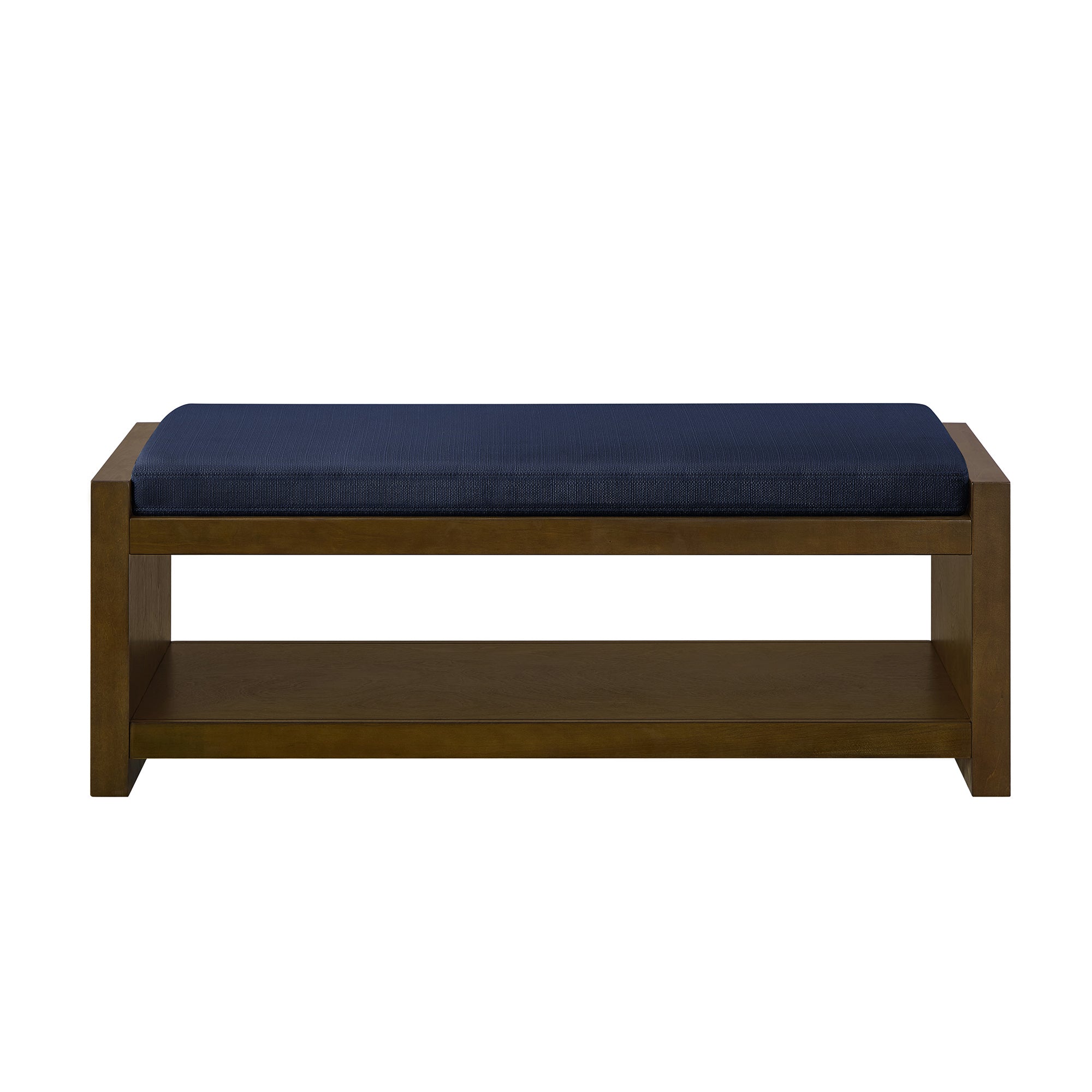 Accent Bench with Lower Shelf Shoe Rack and Padded Seating