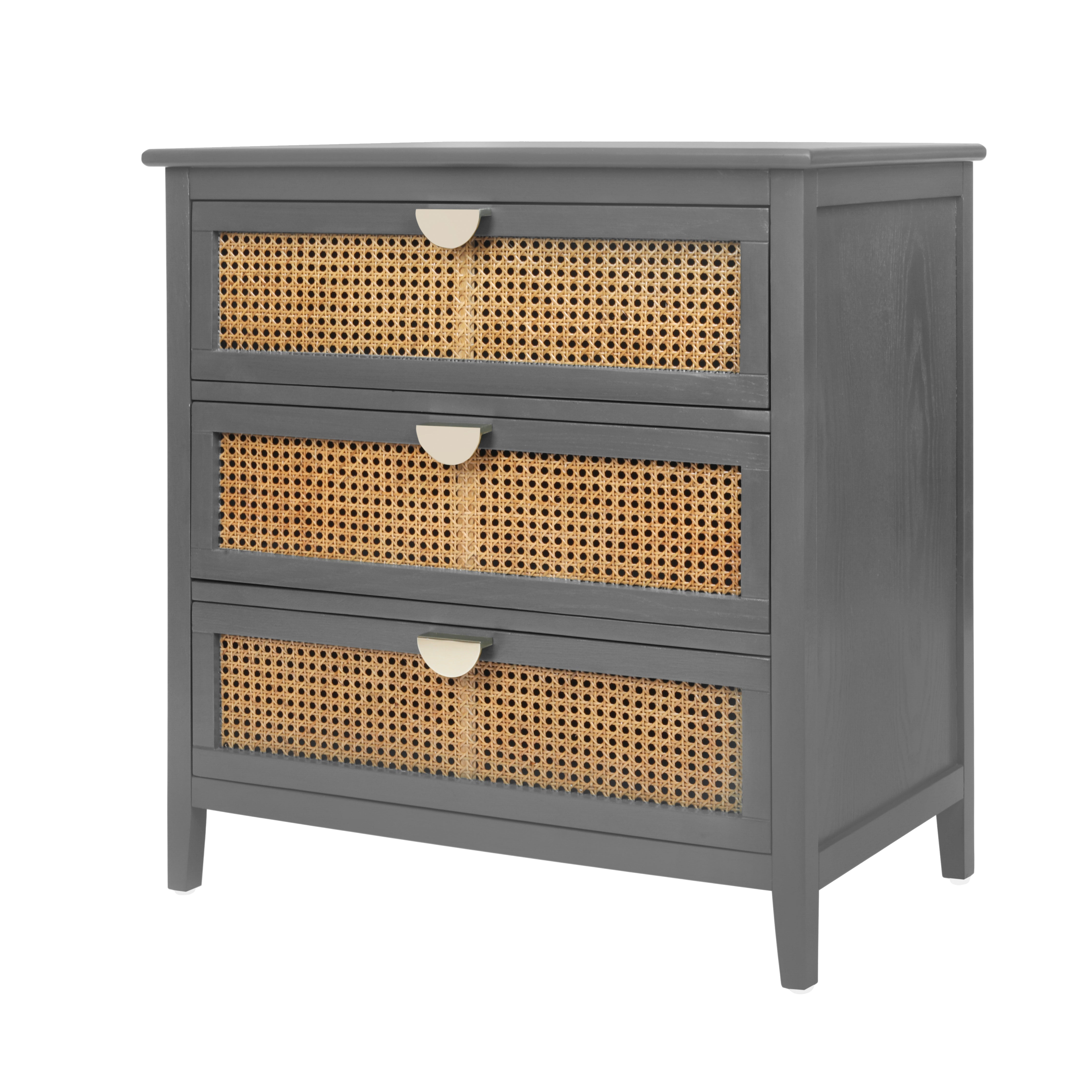 3 Drawer Cabinet with Natural Rattan Drawers