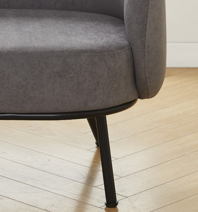 Mid-Century Modern Velvet Accent Chair, Upholstered Barrel Armchair with Metal Legs, Comfy Single Sofa Chair for Living Room Bedroom
