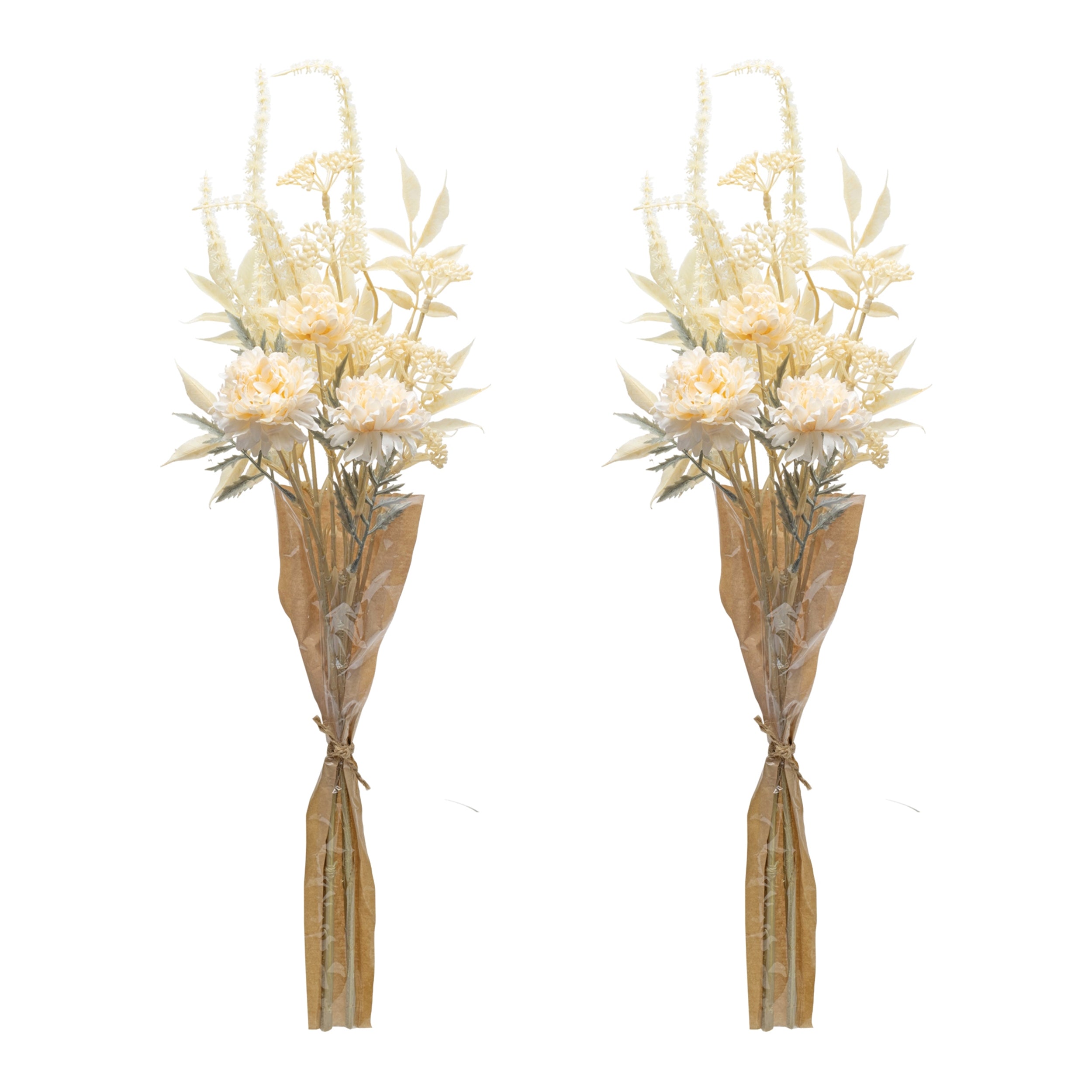 Bleached Zinnia Bouquet, Set of 2