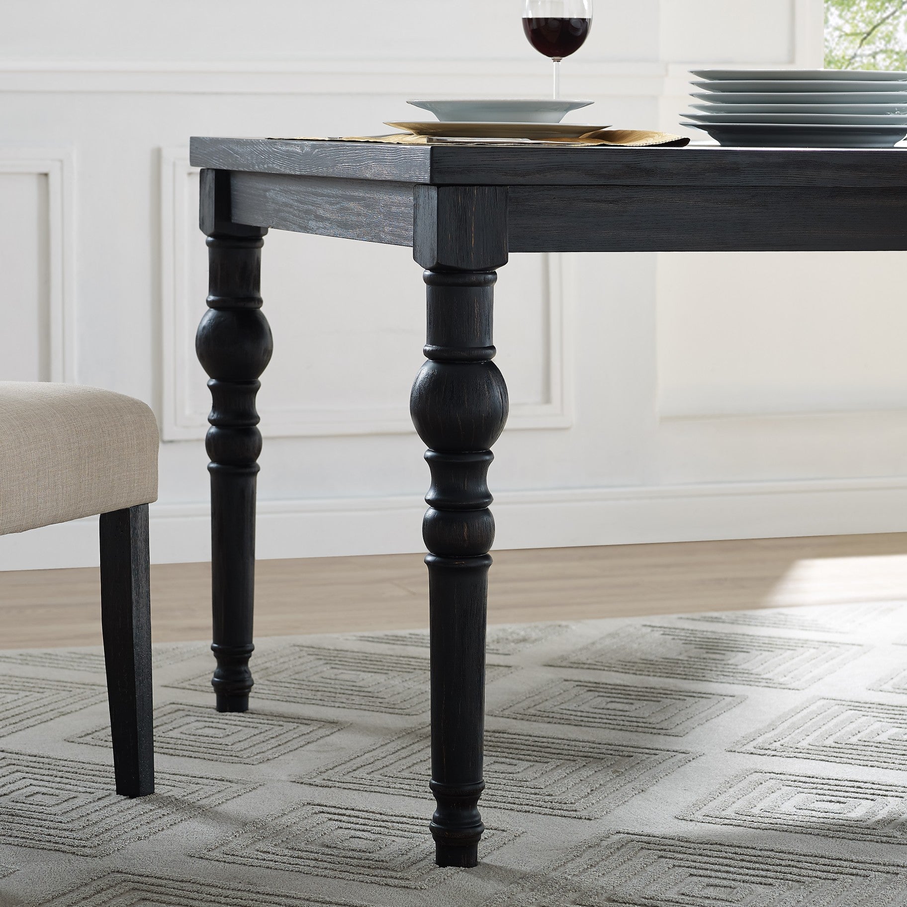 Levi Turned-Leg Dining Set with Table and 6 Chairs