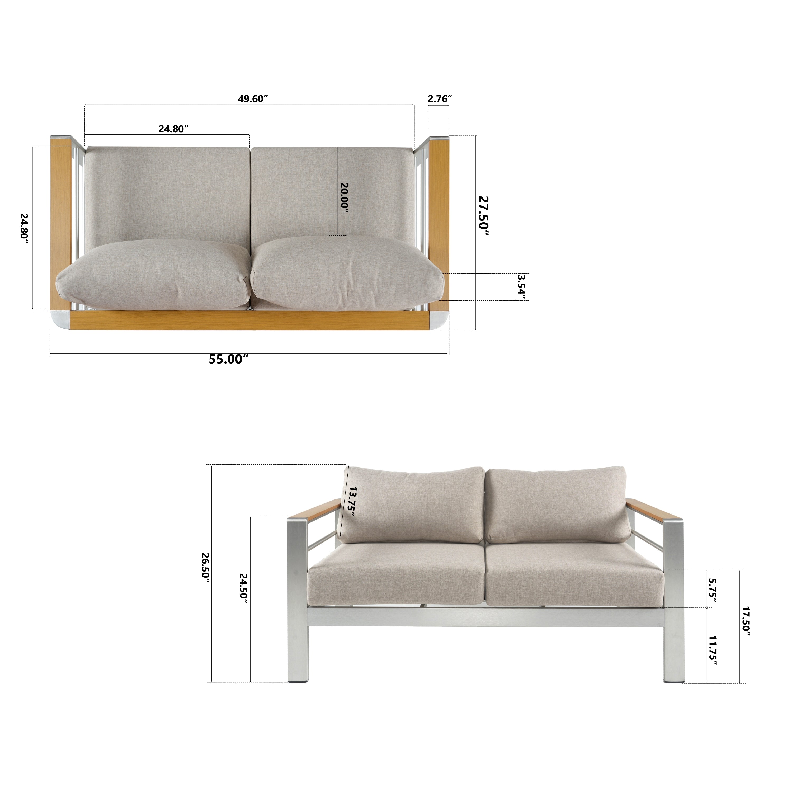Celestite 4-Piece Patio Set with Loveseat, 2 Club Chairs and Rectangular Coffee Table