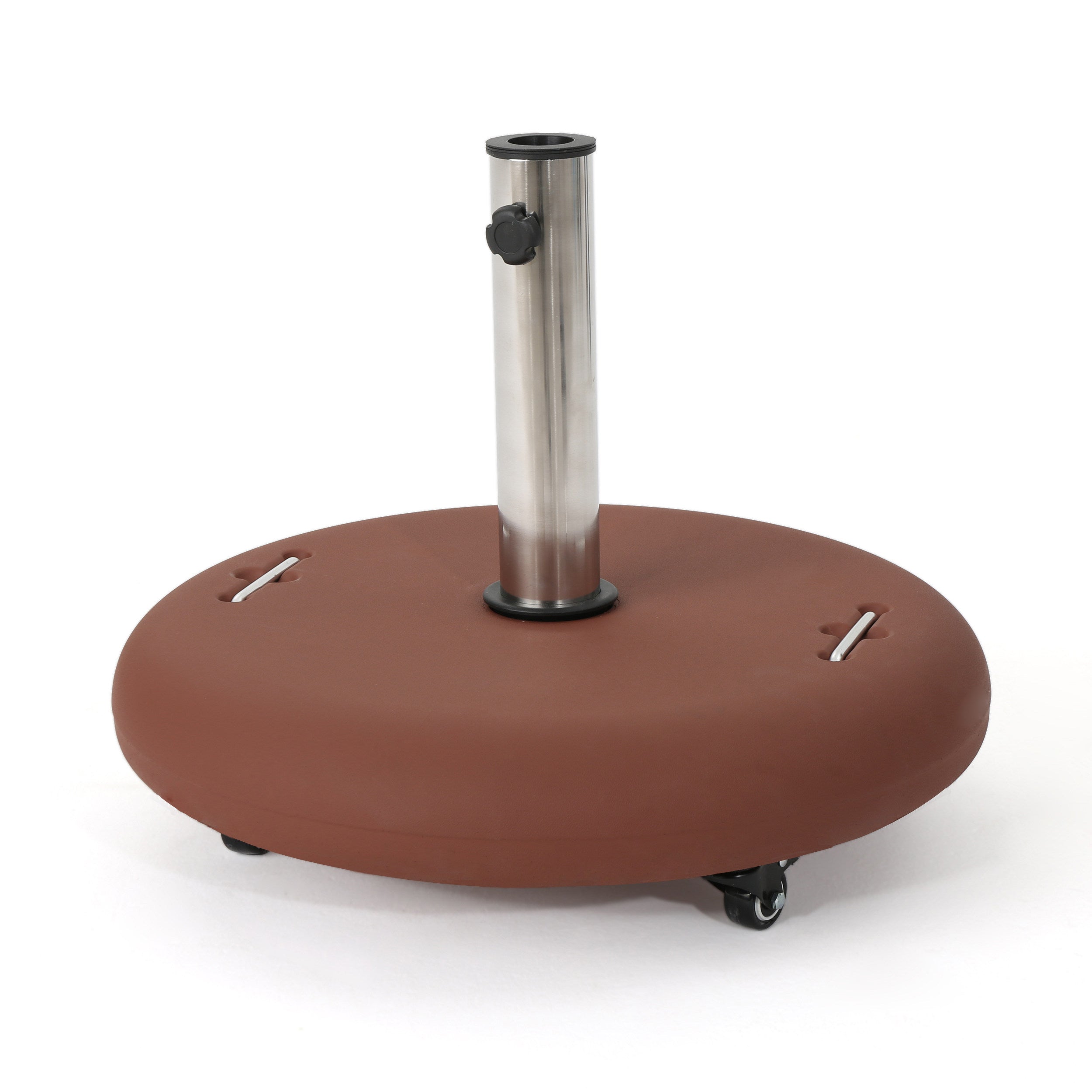 Prehnite Outdoor Round Umbrella Base with Casters and Stainless Steel Holder