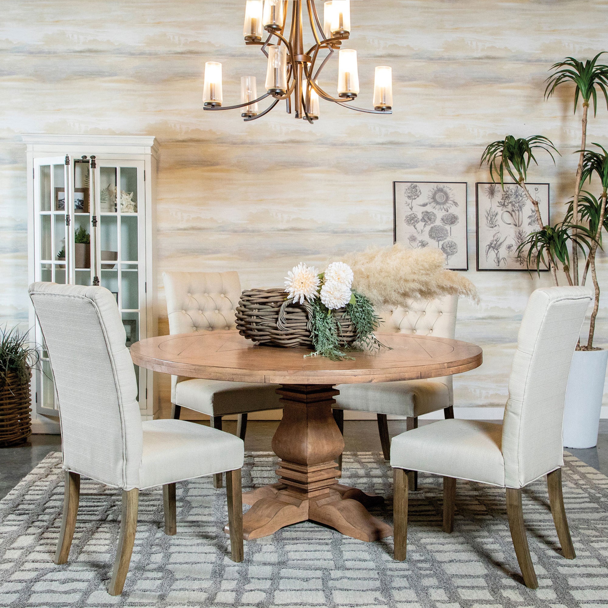 Crux Rustic Honey 5-Piece Round Dining Table Set