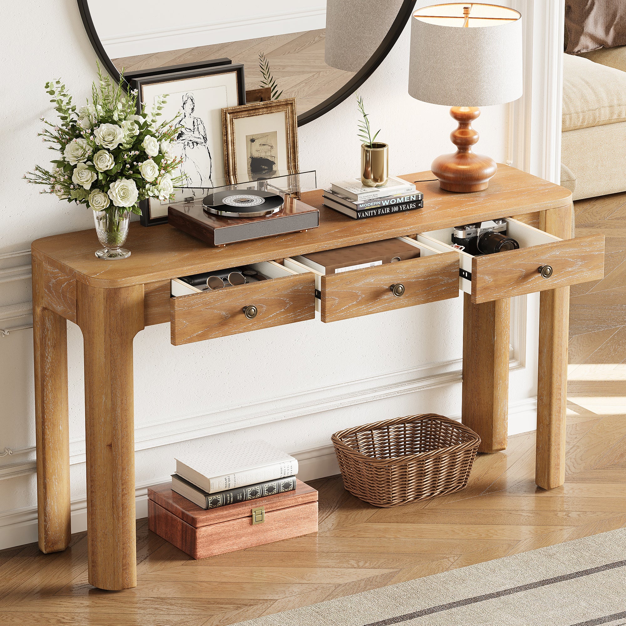 Rustic Console Table with Curved Corners