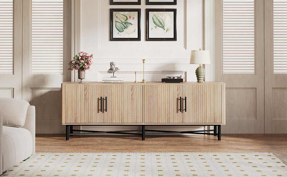 4-Door Fluted Low TV Cabinet