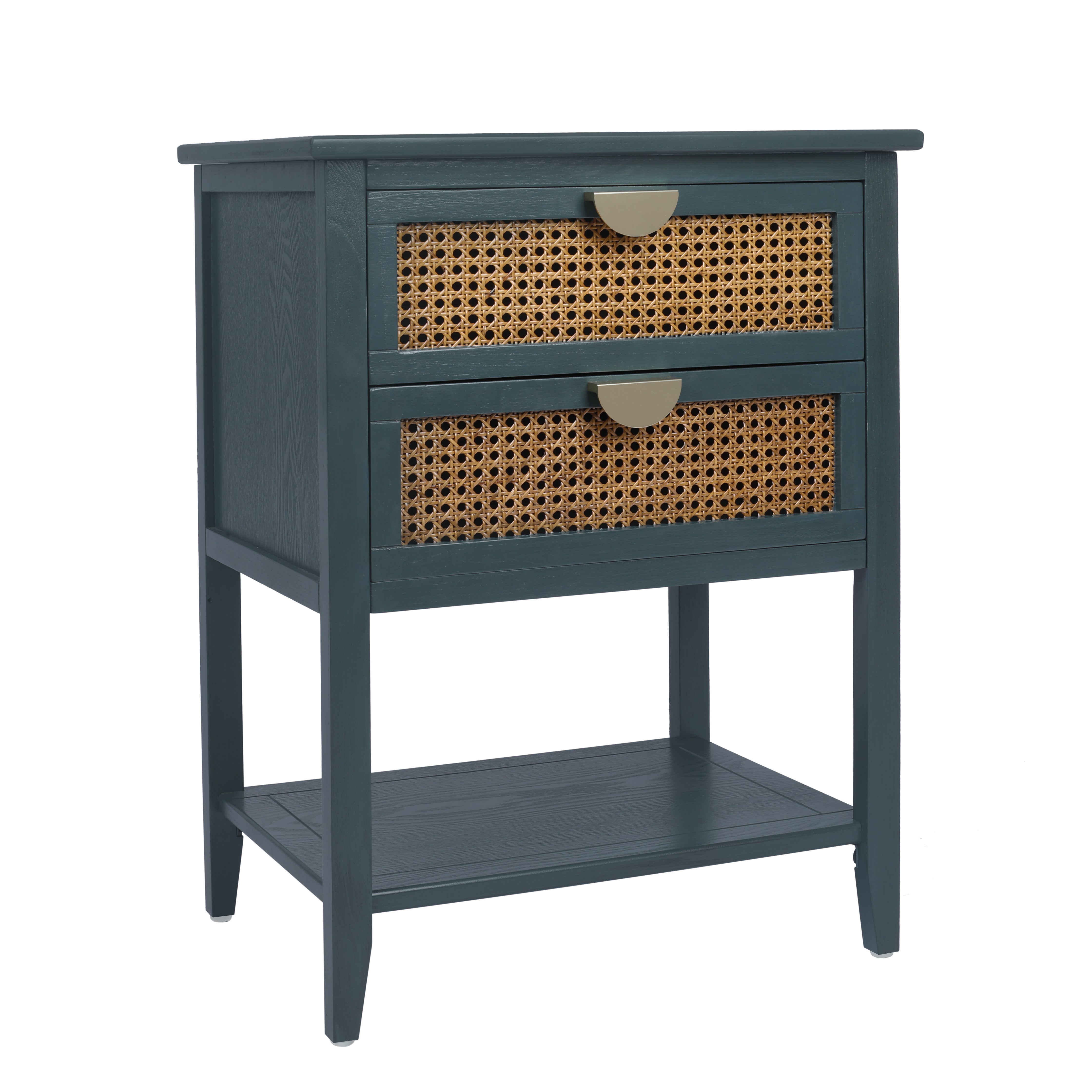 2-Drawer Side Table with Natural Rattan Drawers