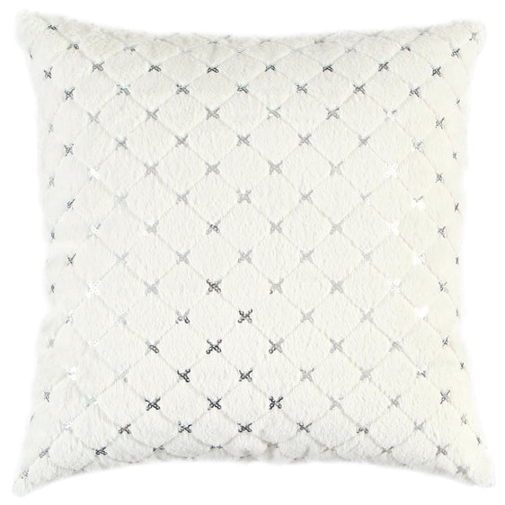 Knife Edged Quilted Faux Fur Diamond Pillow Cover Decorative Pillows