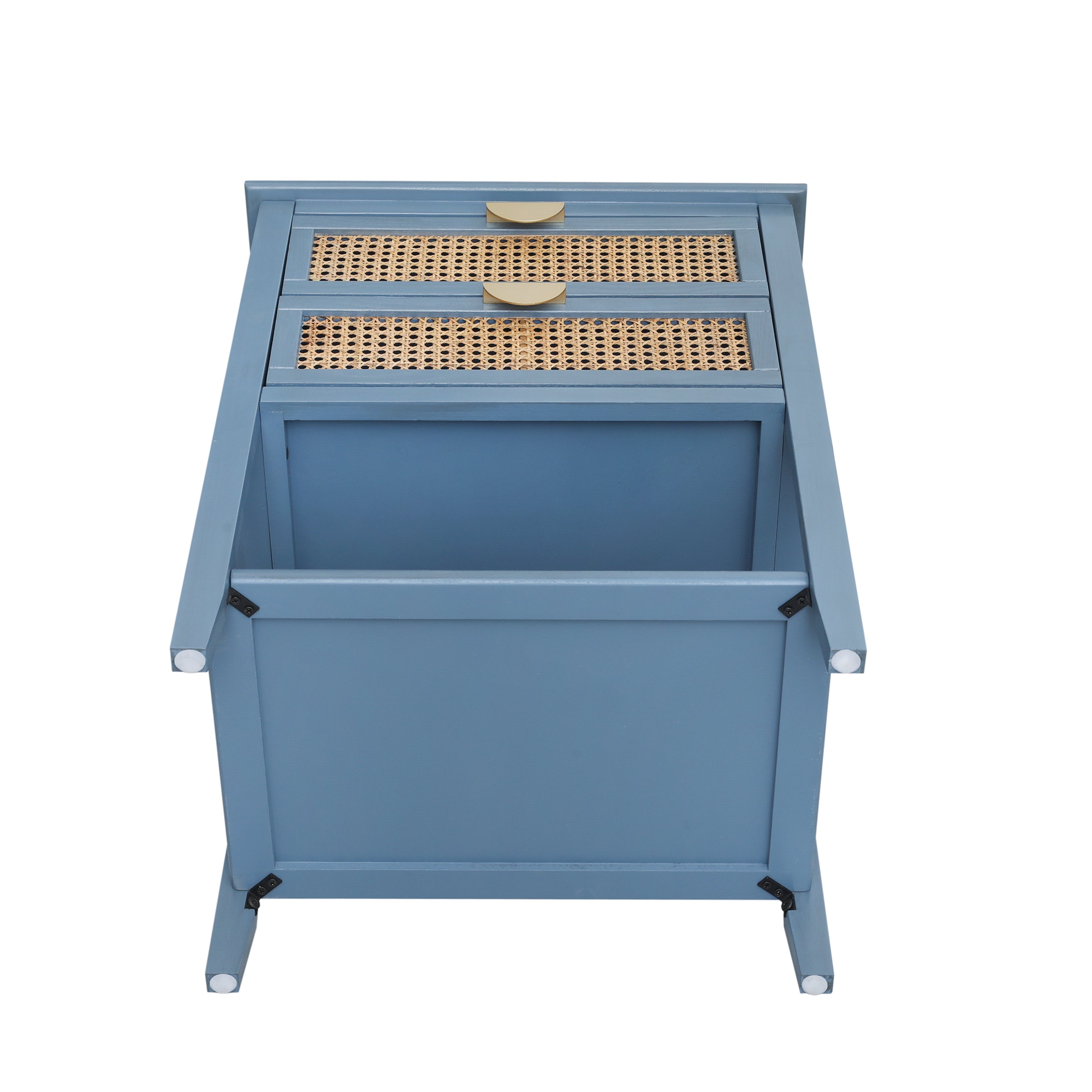Side Table with 2 Rattan Drawers and Shelf