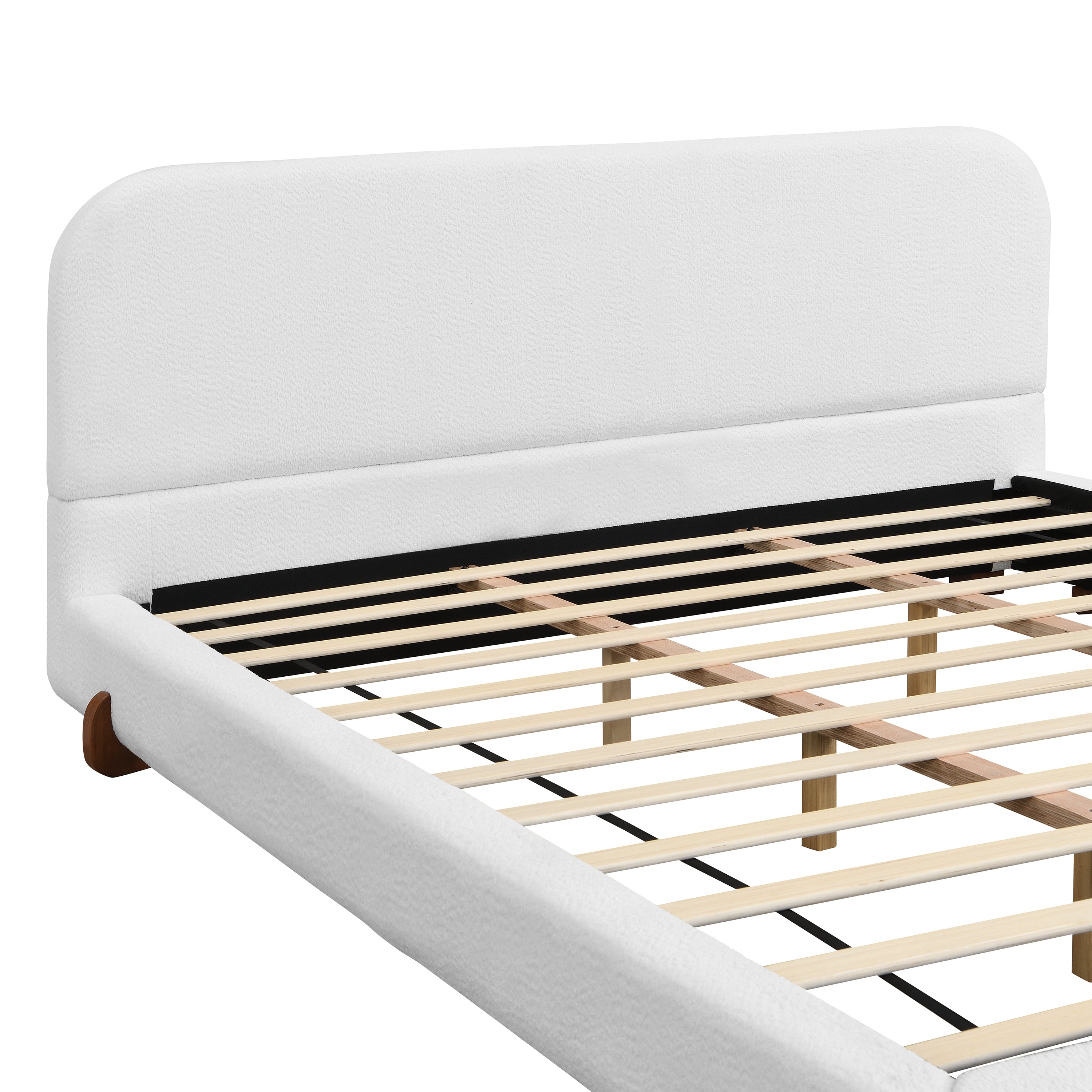 Fabric and Solid Wood Legs Upholstered Bed Frame