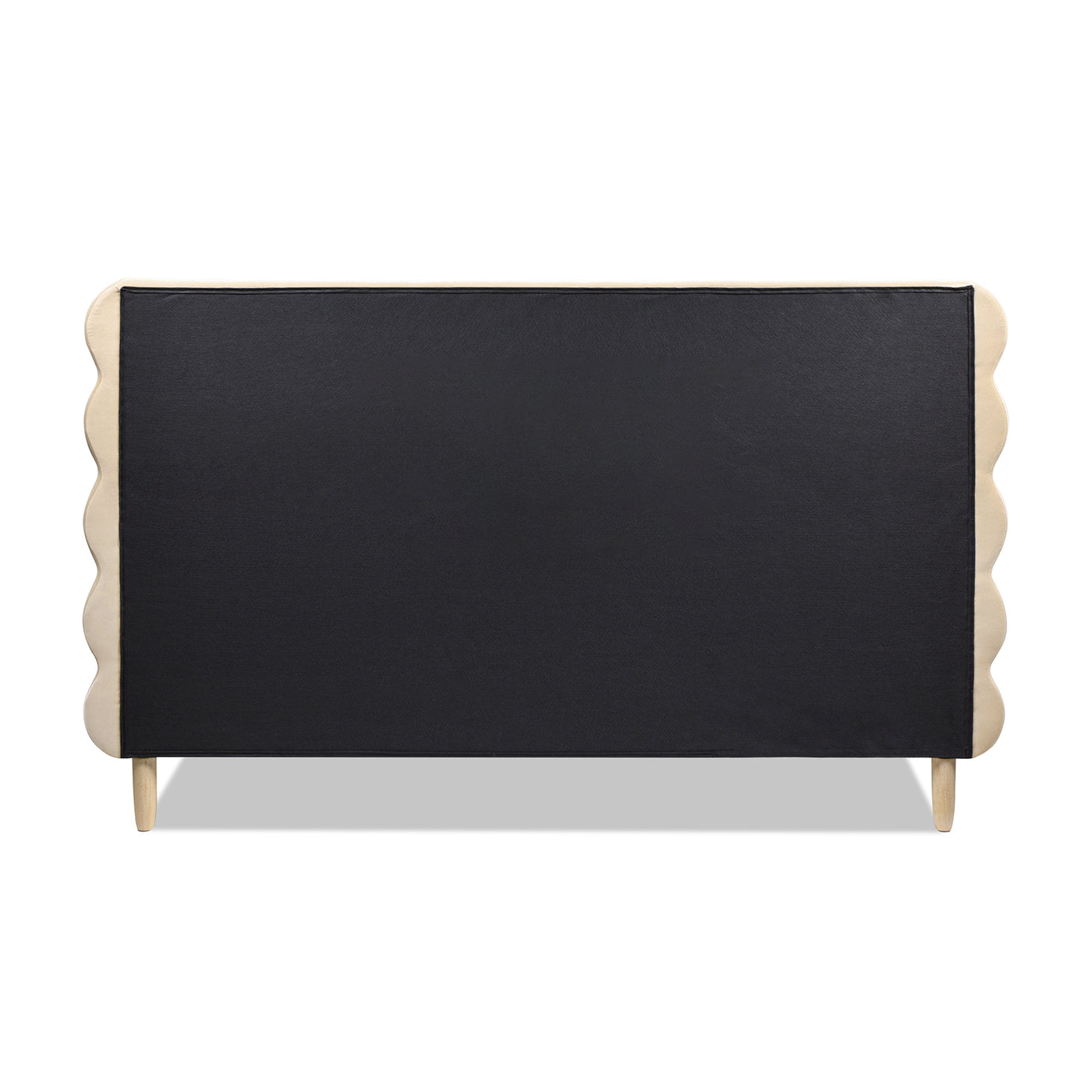 Essencee Upholstered Platform Bed with Wavy Headboard and Wood Legs