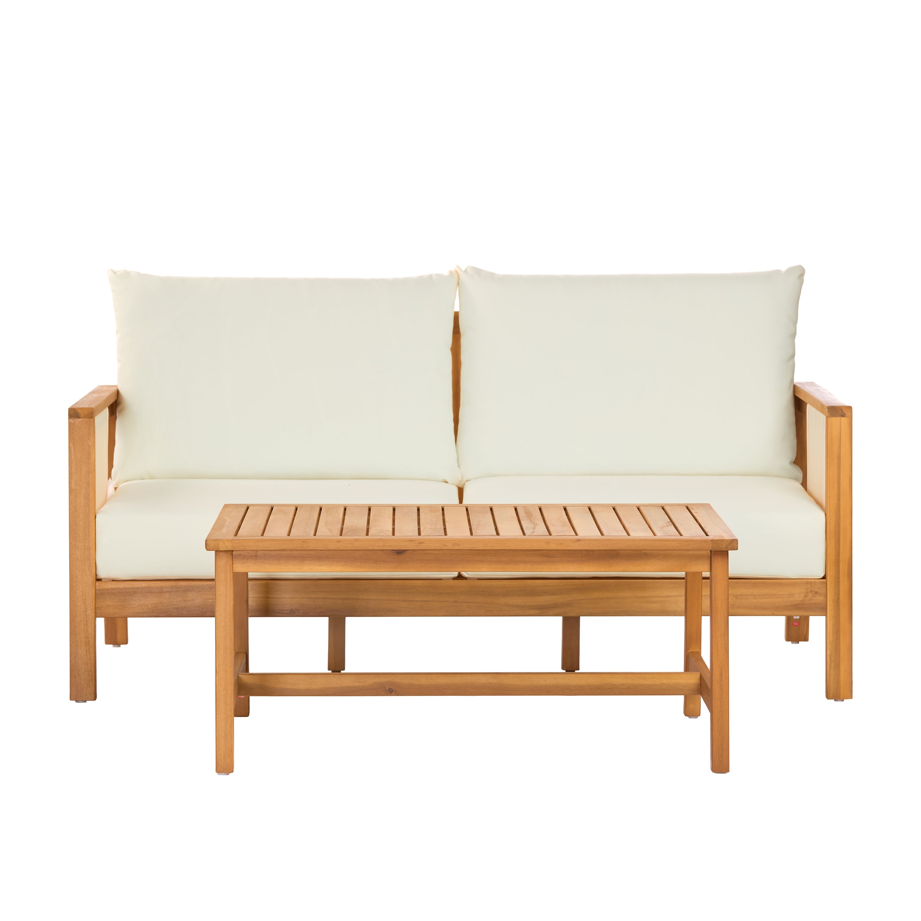 Khali 2 Piece Acacia Wood Outdoor Sofa Set with Cushions