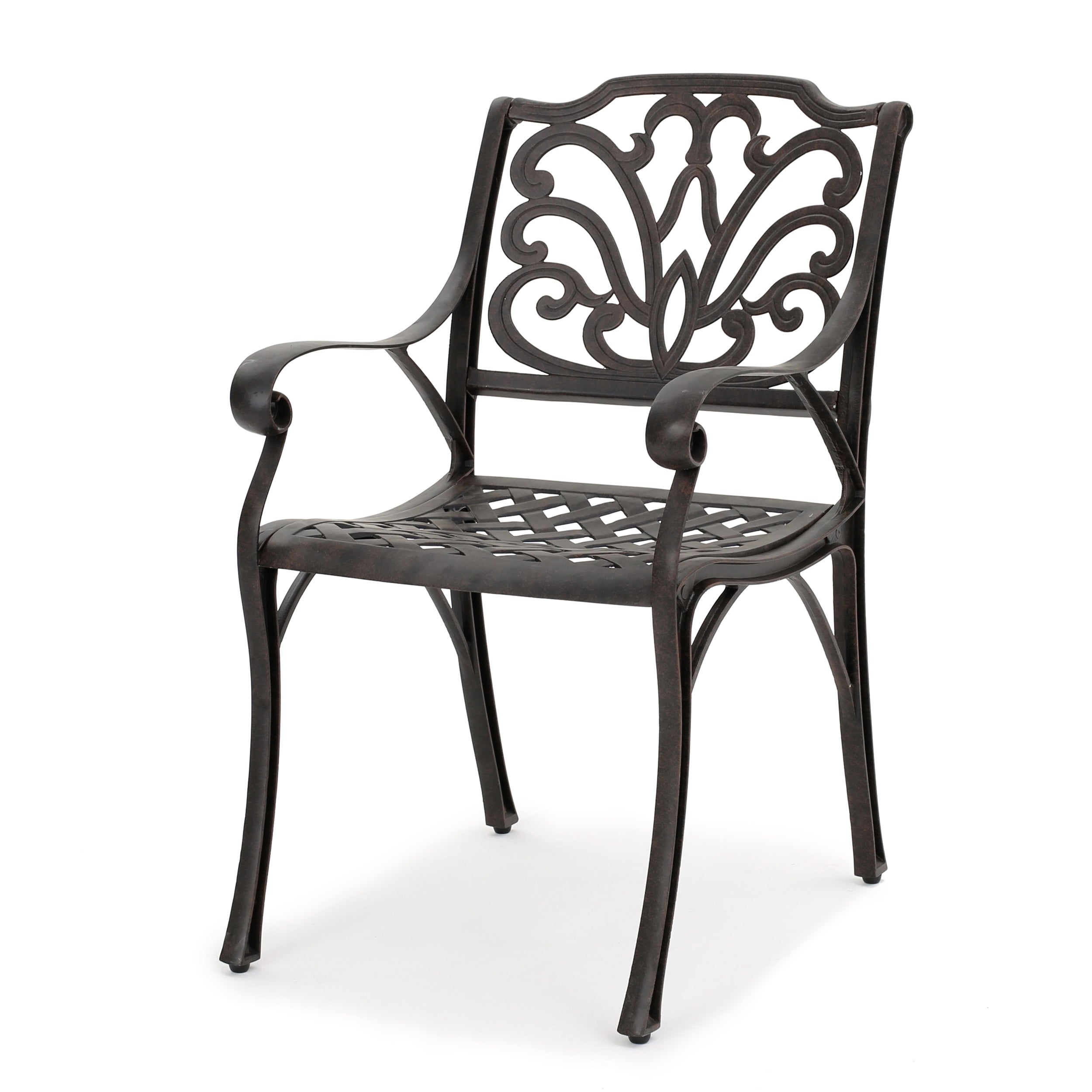 Montego Cast Aluminum Outdoor Dining Chairs in Bronze, Set of 2