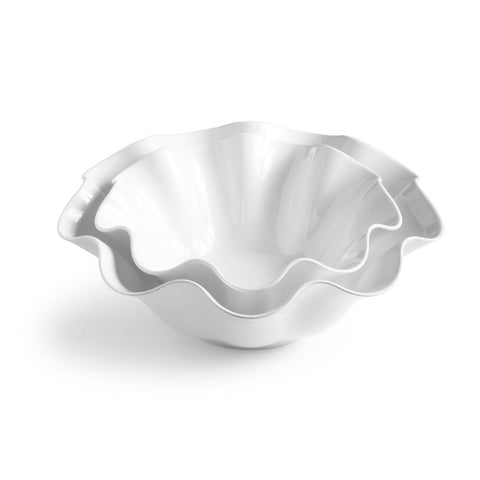 White 15.5" Clam Outdoor Serving Bowl