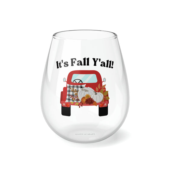 It's-Fall-Ya'll-Red-Harvest-Truck-Stemless-Wine-Glass-Mug