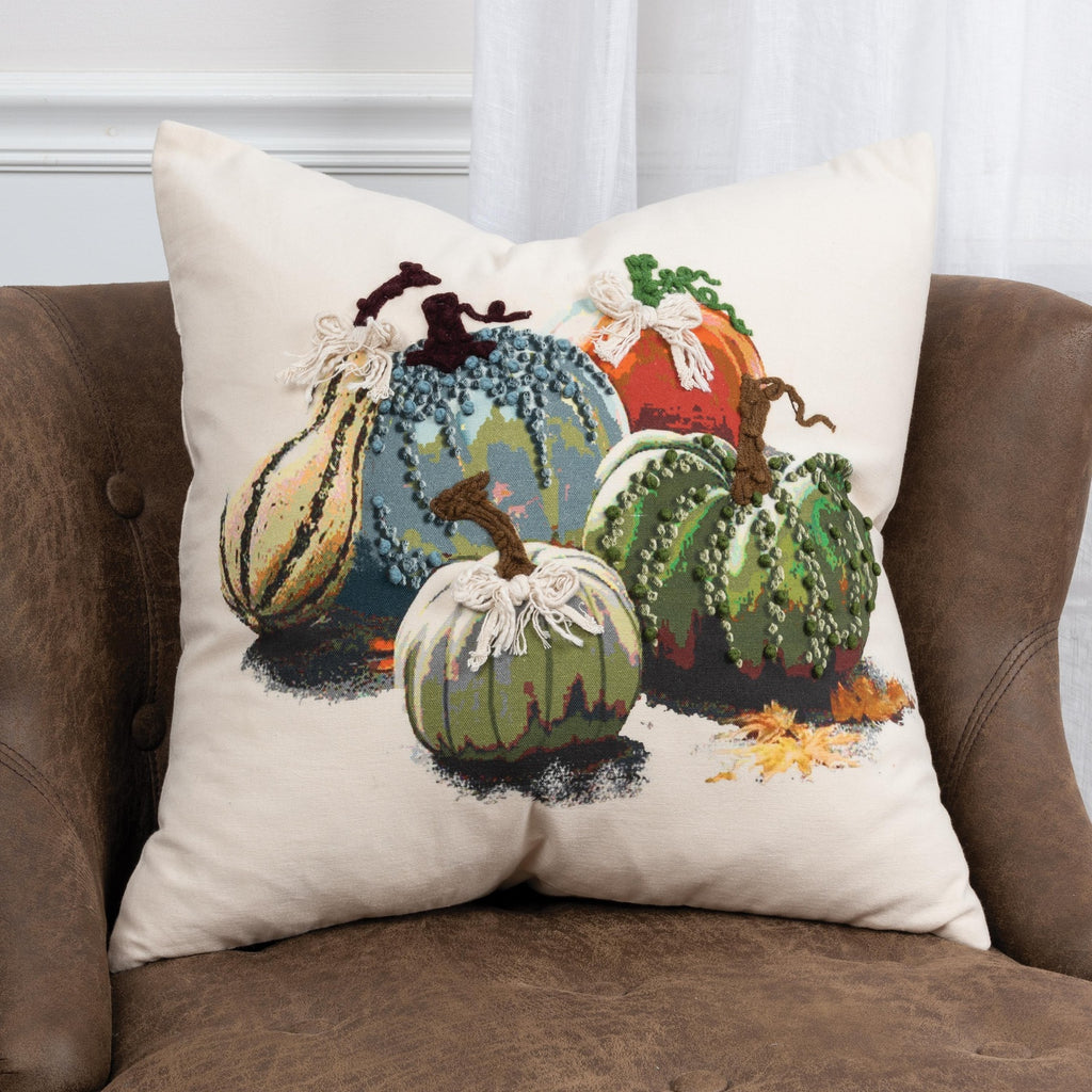 Digital Print And Embroidery Cotton Gourd Still Life Pillow Cover