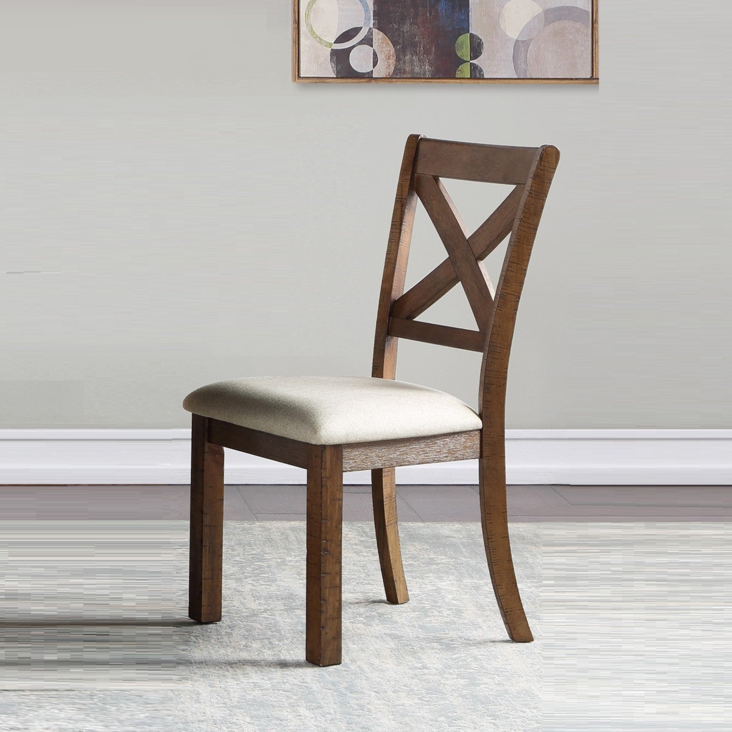 Bonner Farmhouse Upholstered X-Back Dining Chairs, Set of 2