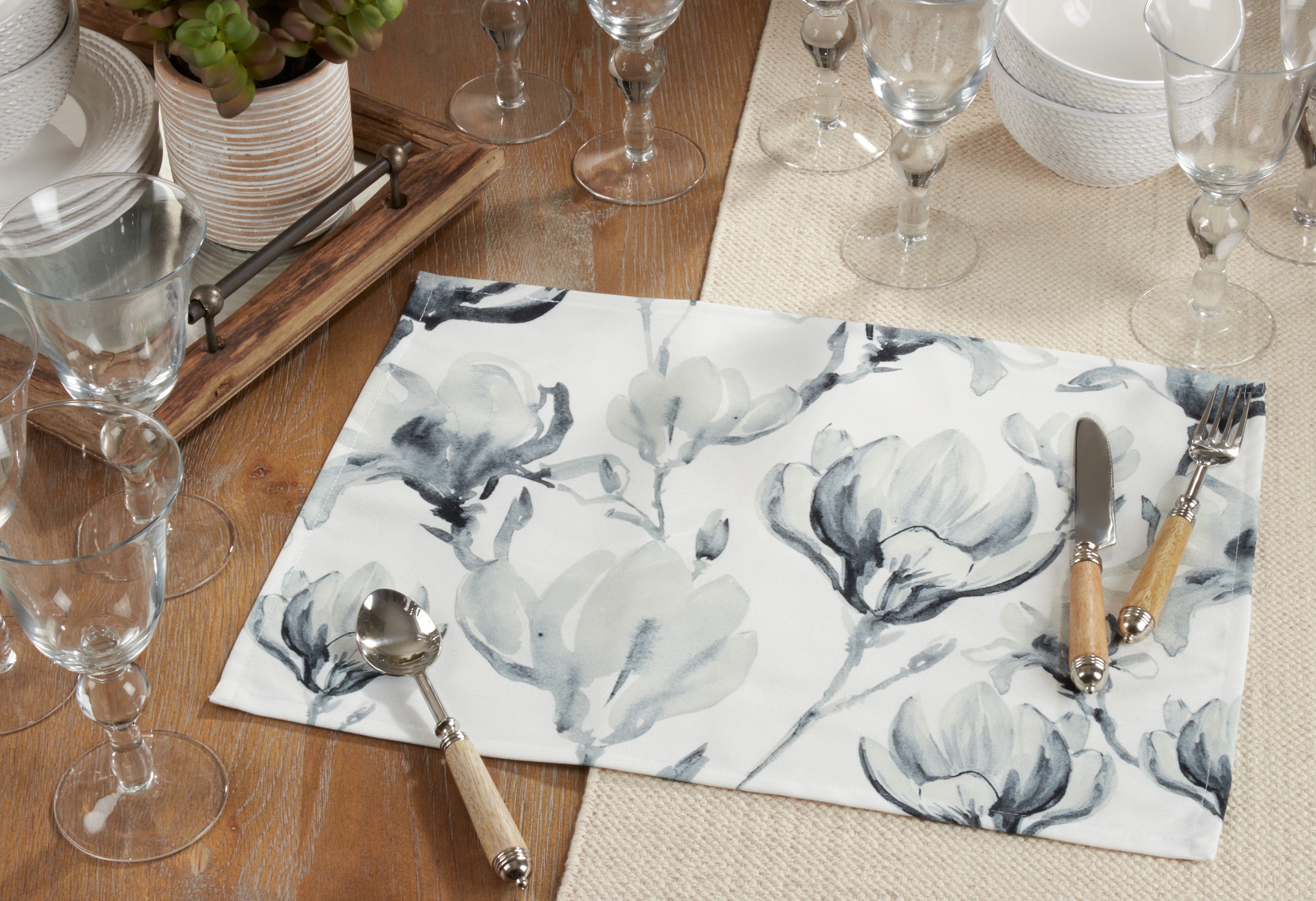 Watercolor Floral Placemats, Set of 4