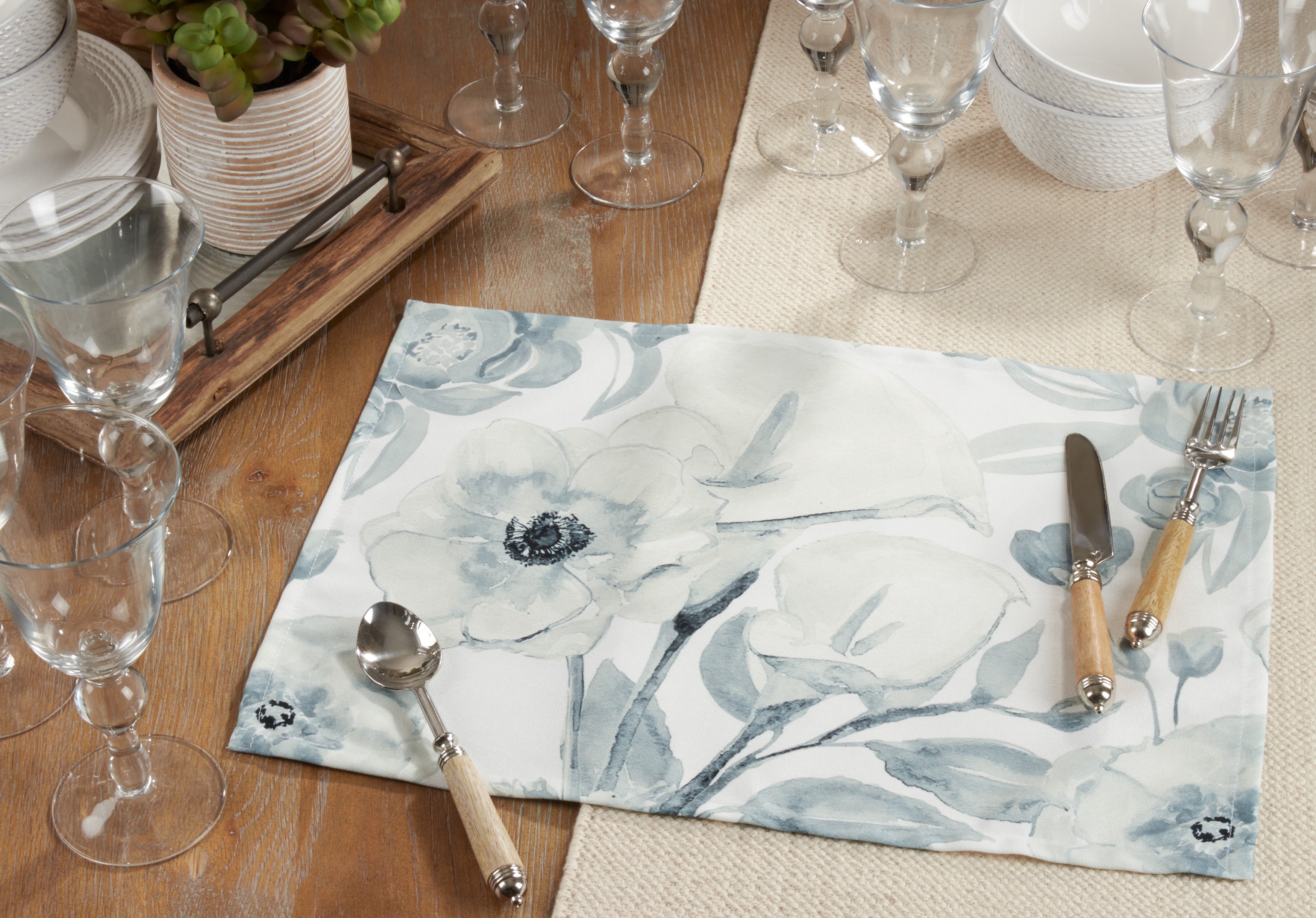 Watercolor Large Floral Placemats, Set of 4