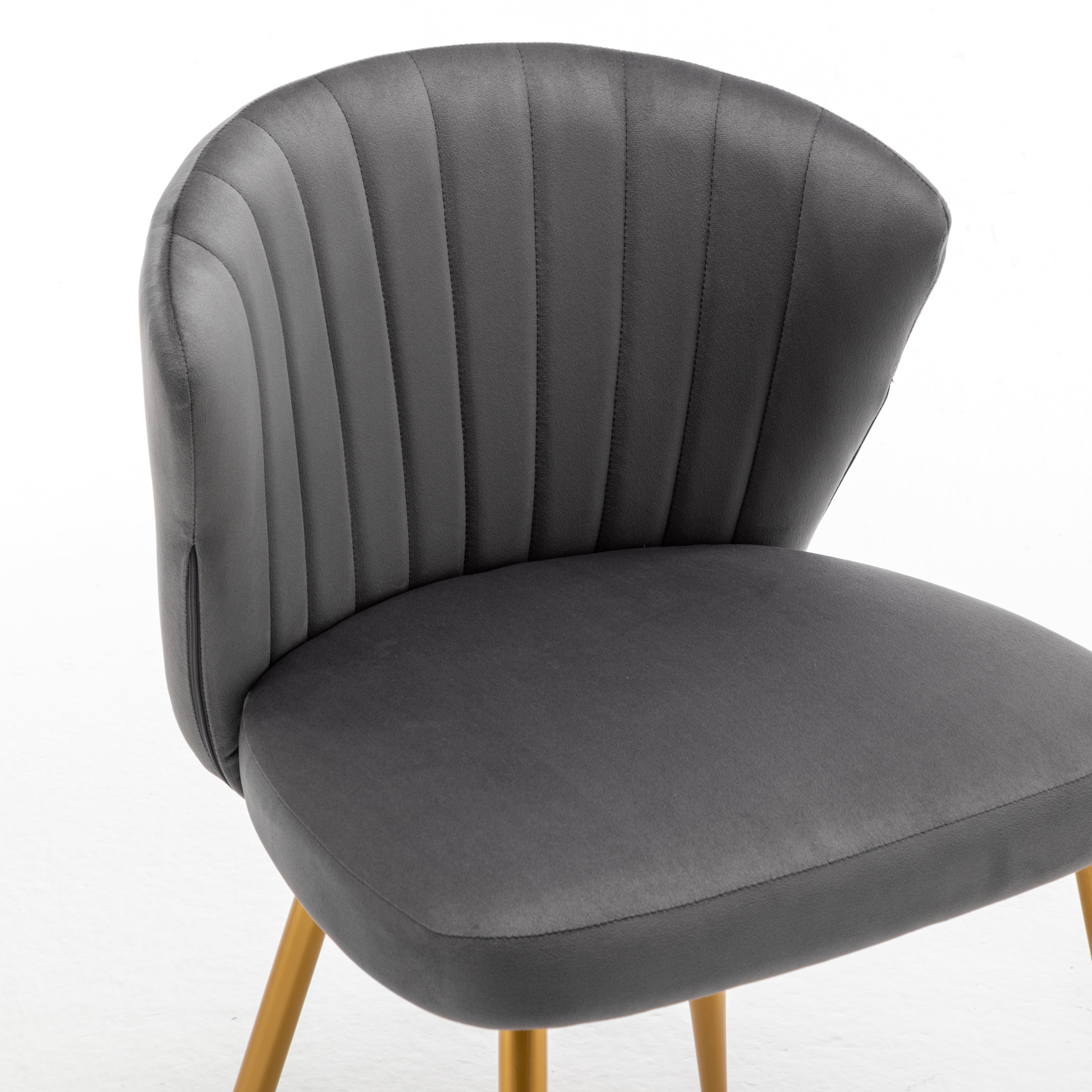 Modern Velvet Armless Accent Chair, Channel Tufted Dining Chair with Gold Metal Legs, Upholstered Side Chair for Living Room Bedroom Small Spaces