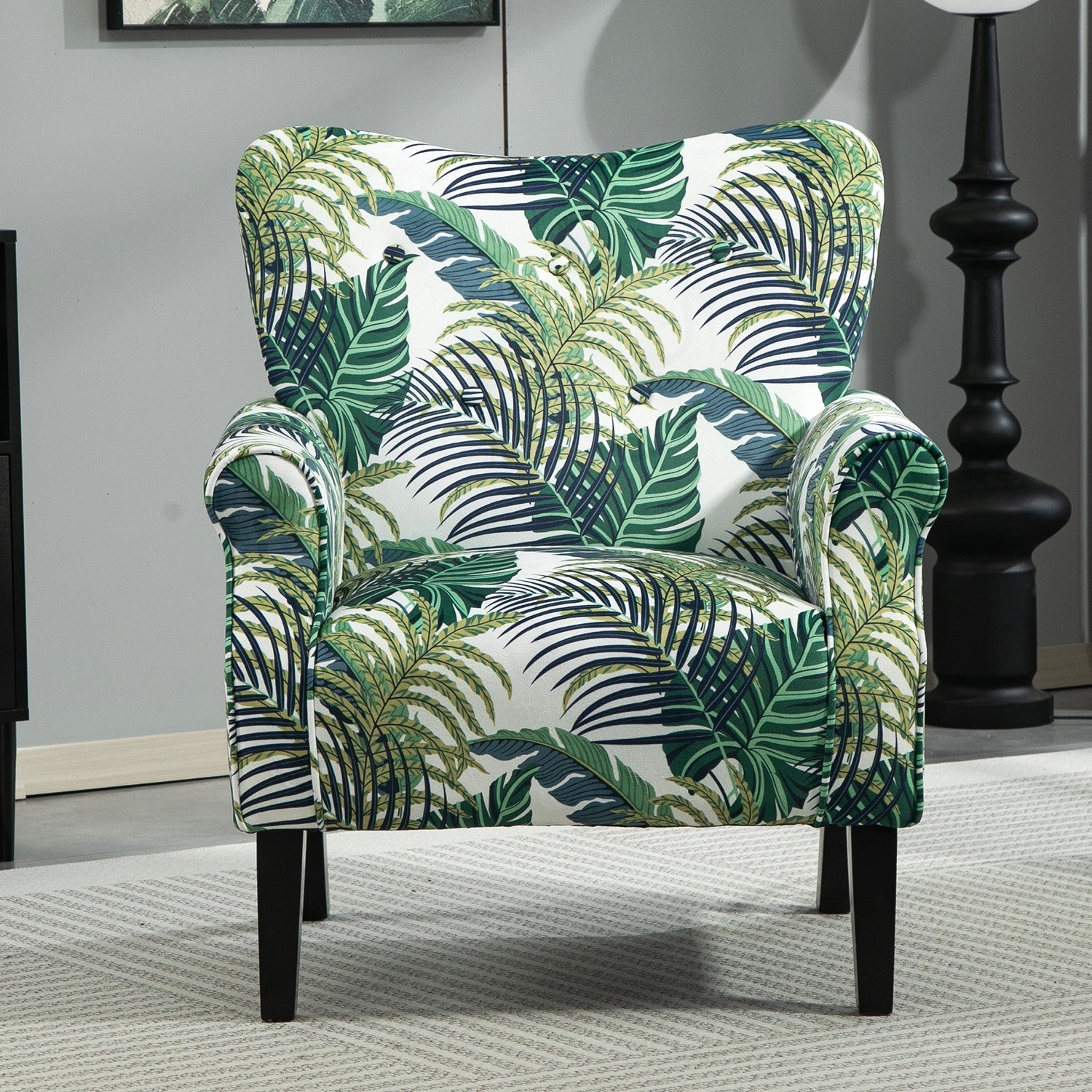 Palm Pattern  Wingback Accent Chair