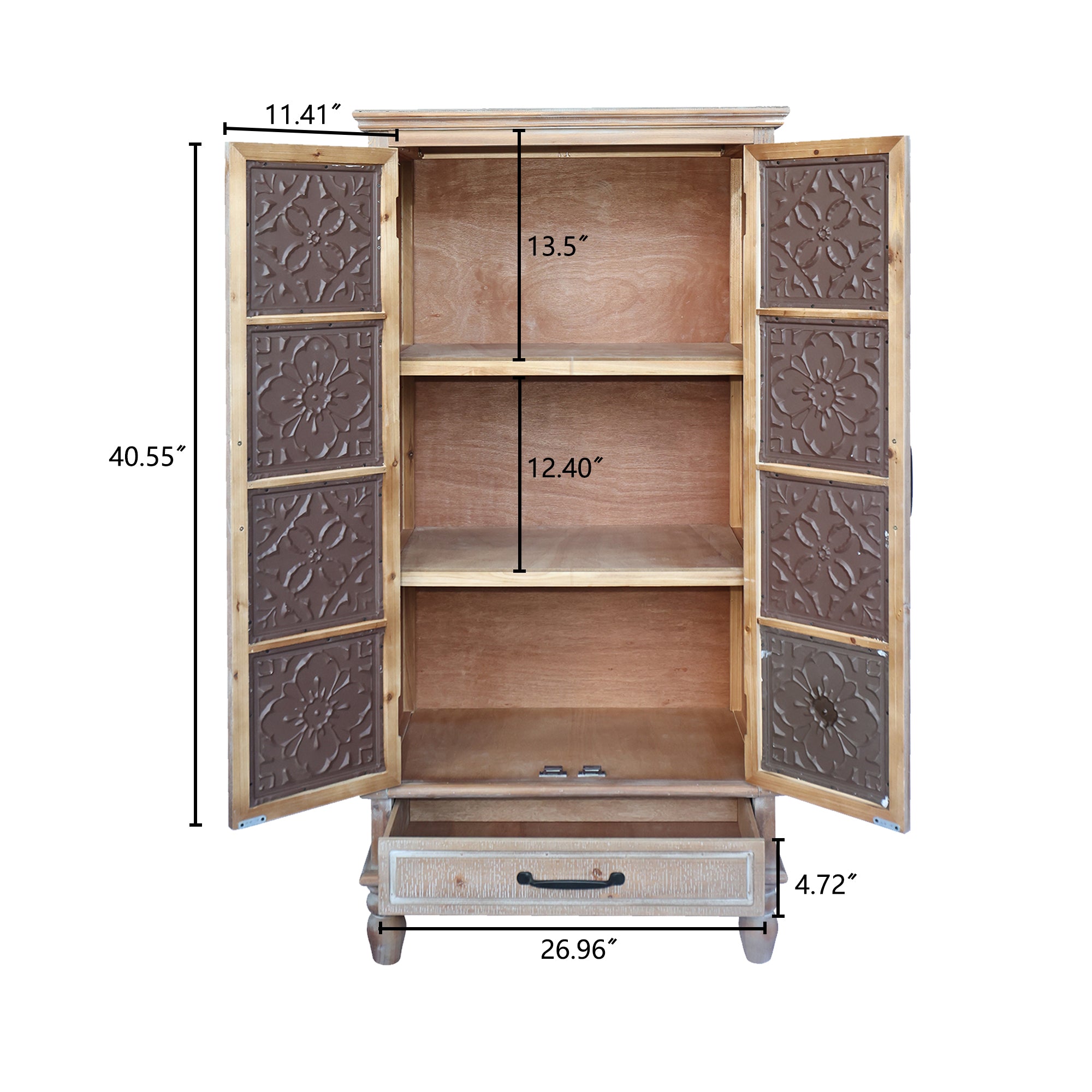 Tall Tower Storage Cabinet with 2 Doors and Drawer