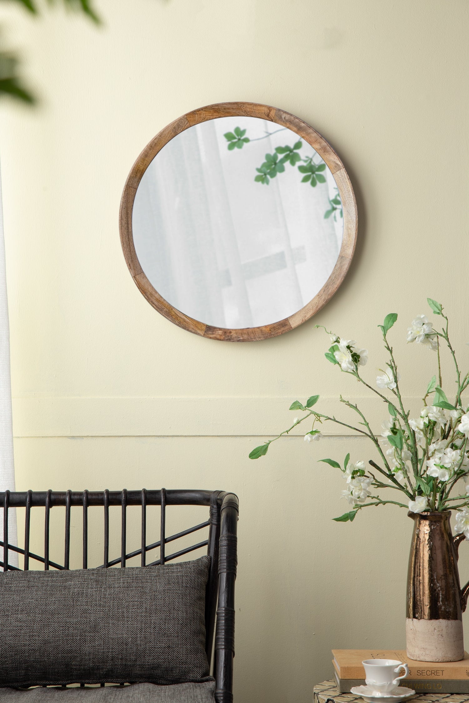 Wood Wall Mirror with Wood Frame