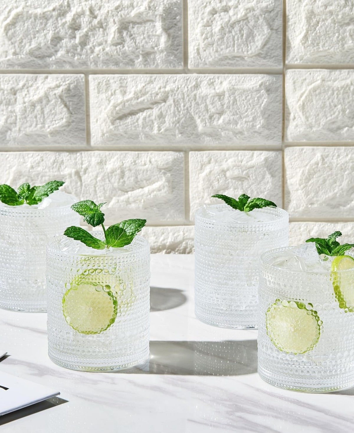 Clear Hobnail Acrylic Reusable Glasses Set of 4