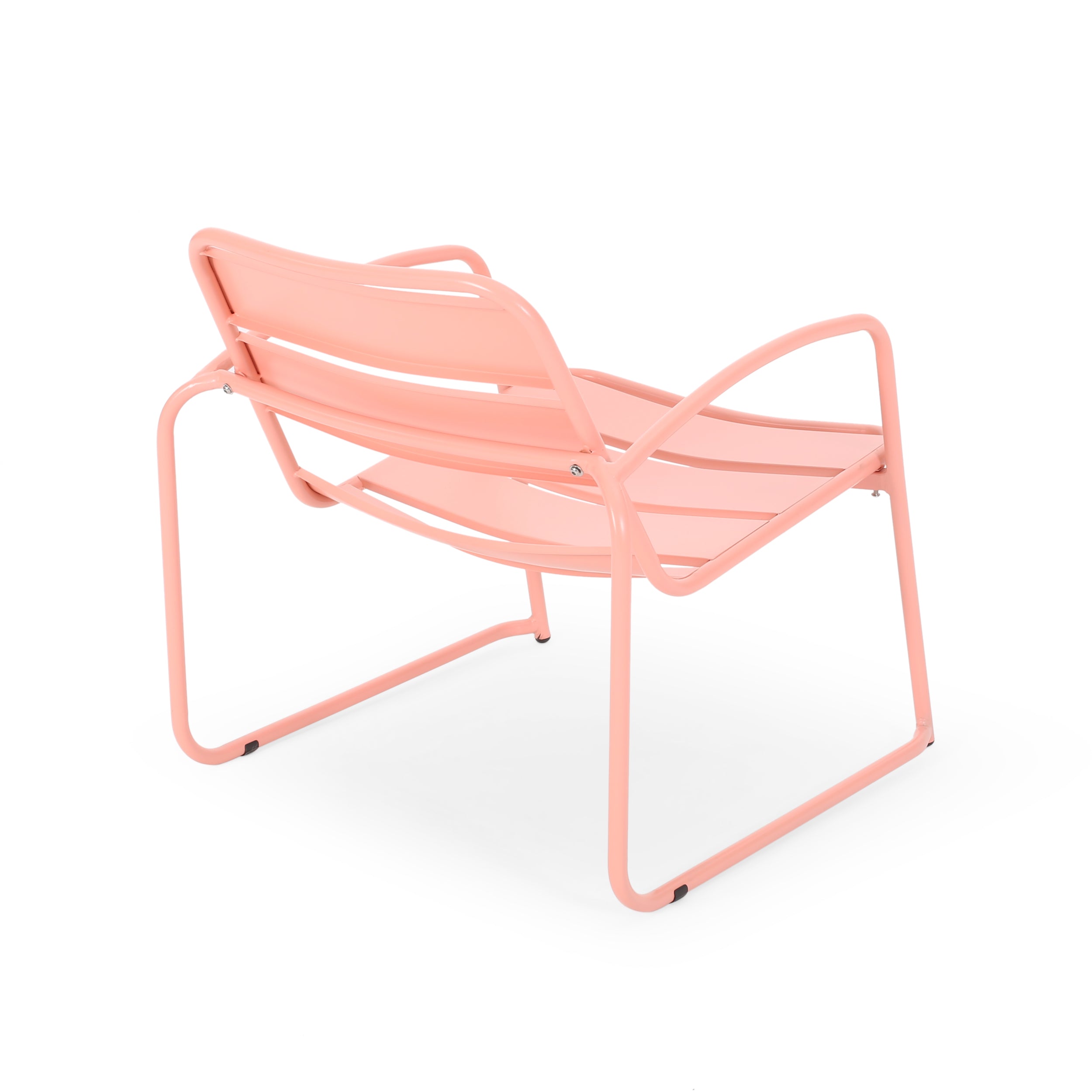 Outdoor Iron Chair with Open Slat Design and Curved Arms, Set of 2