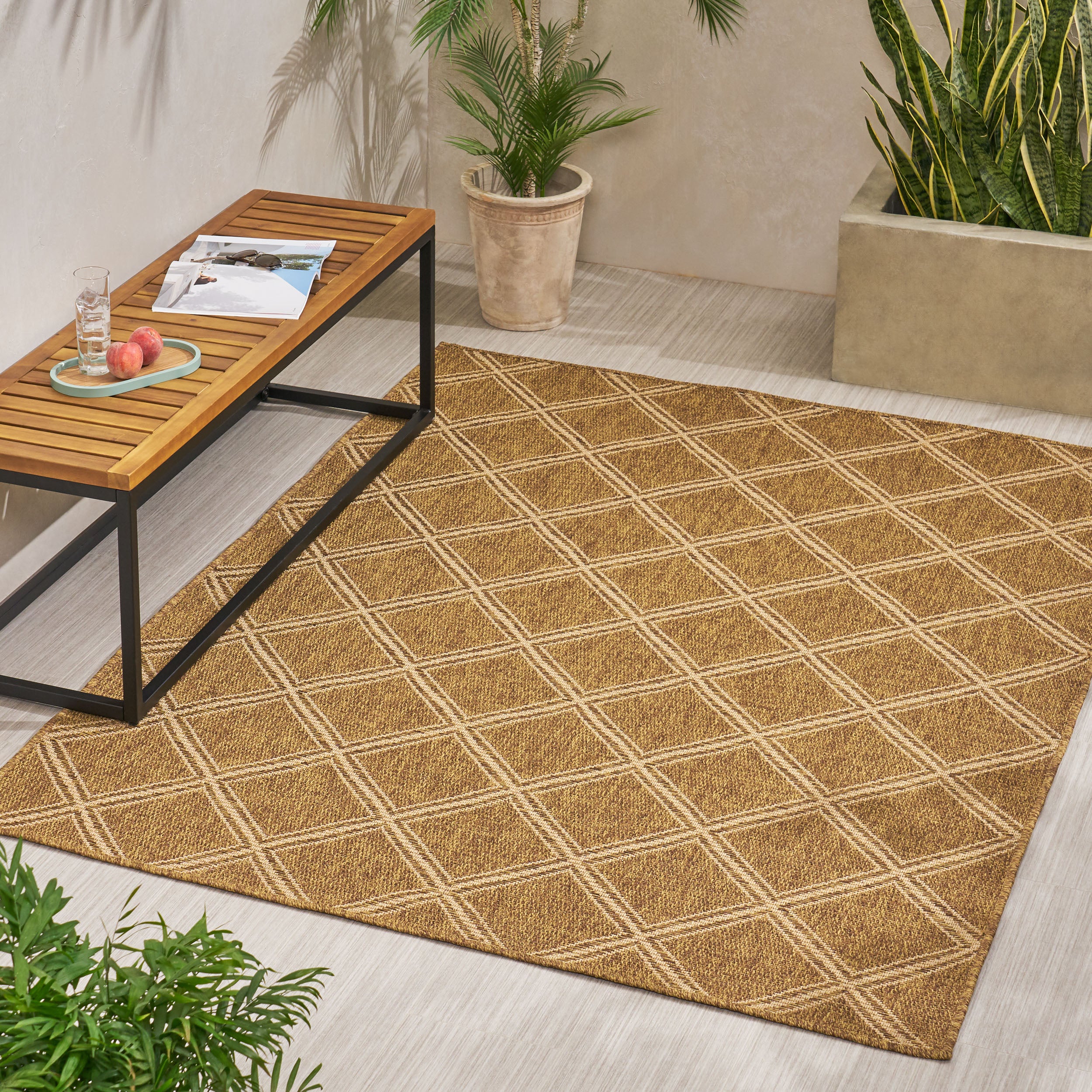 84" x 63" Outdoor Polypropylene Area Rug with Rectangle Shape