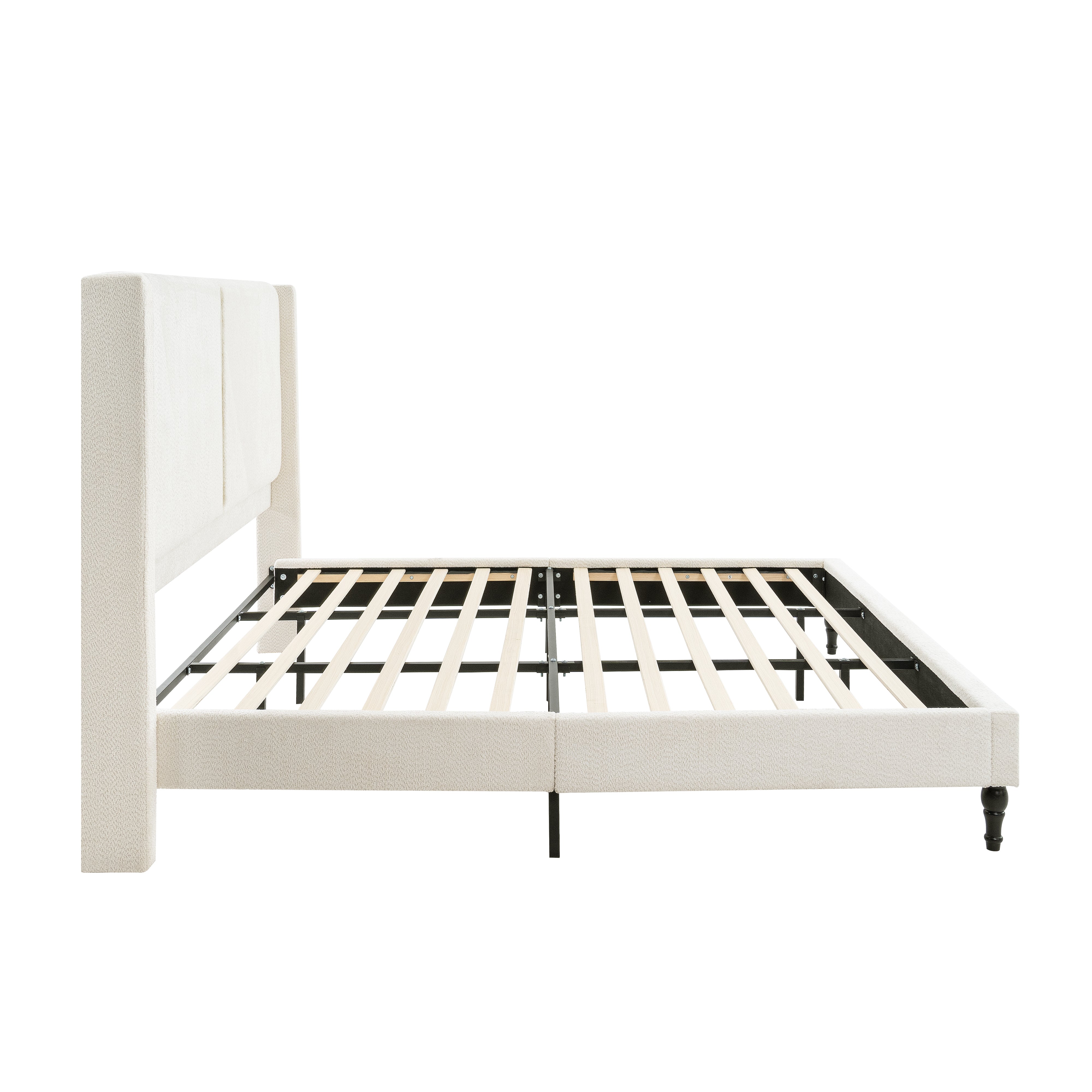 Bed Frame with 55.5"High Back Boucle Upholstered Headboard