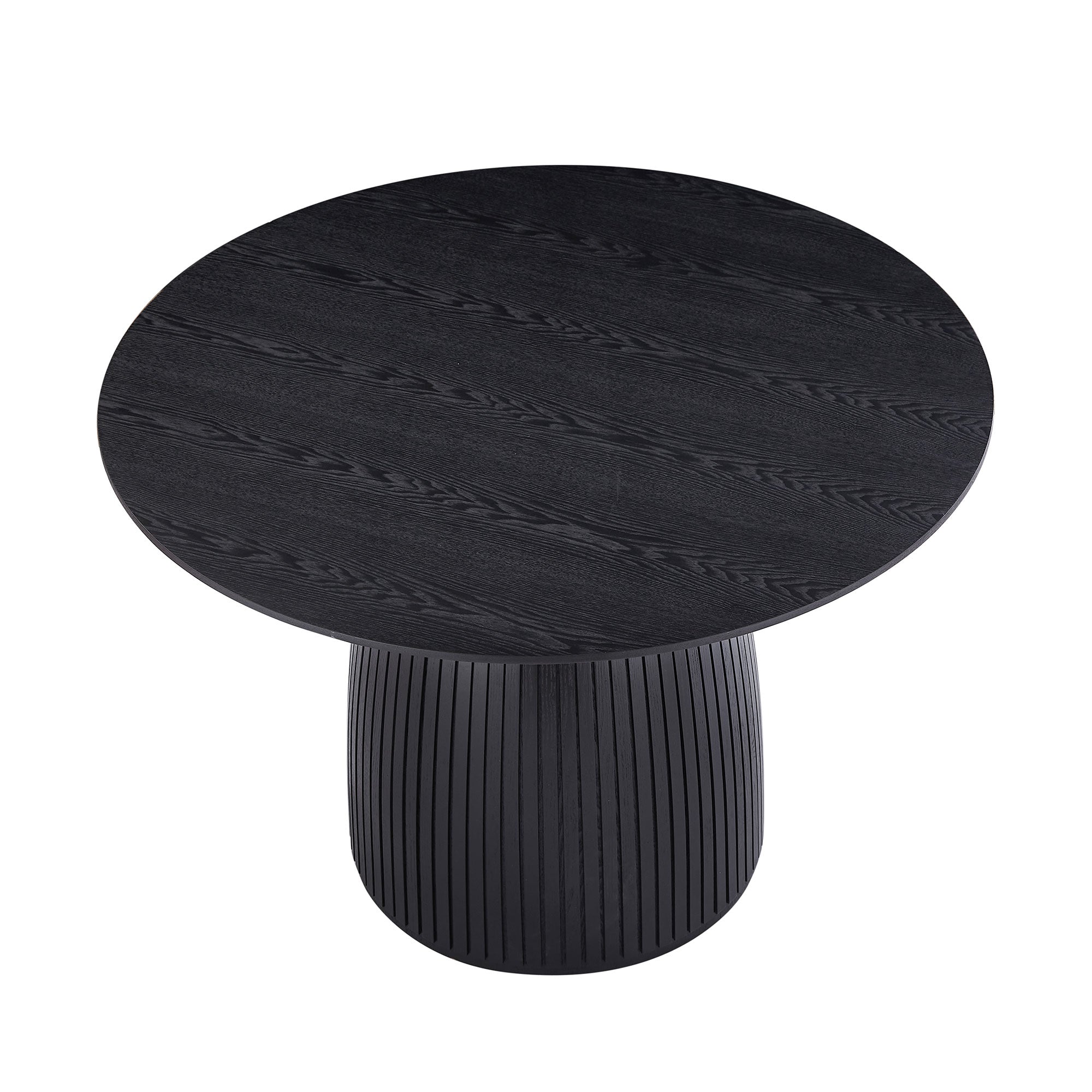 47.24" Round Dining Table with Wood Frame and Wave Pattern Base - Dining Tables