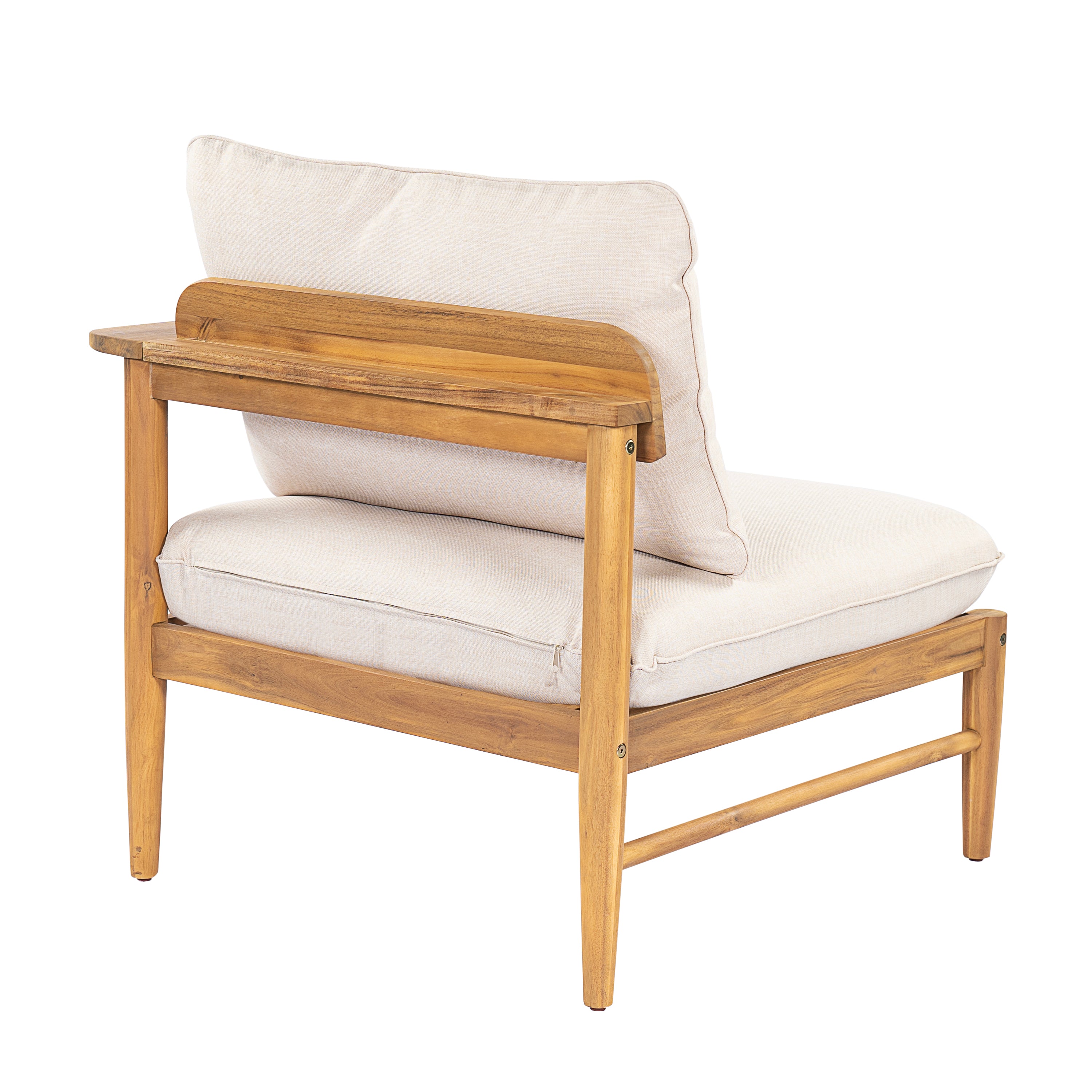 Terassi Outdoor Acacia Wood 4 Seater Sofa, Light Teak Finish with Beige Cushion